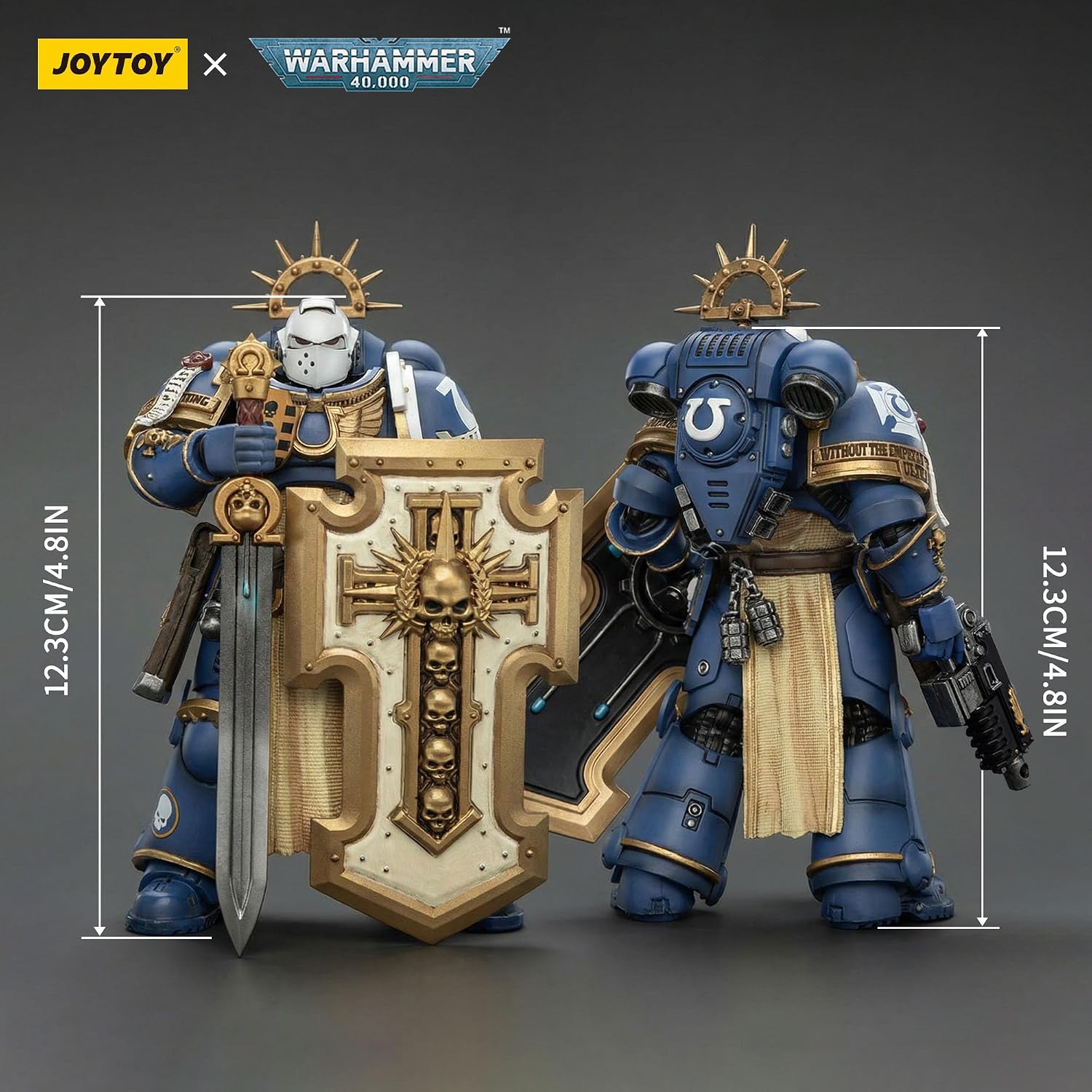 JOYTOY Warhammer 40k Action Figure 1/18 Scale Ultramarines Levantus with Power Sword,Stormeshield and Bolt Pistol,Brilliant Paintwork,Movability,Durability, for Collection & Display