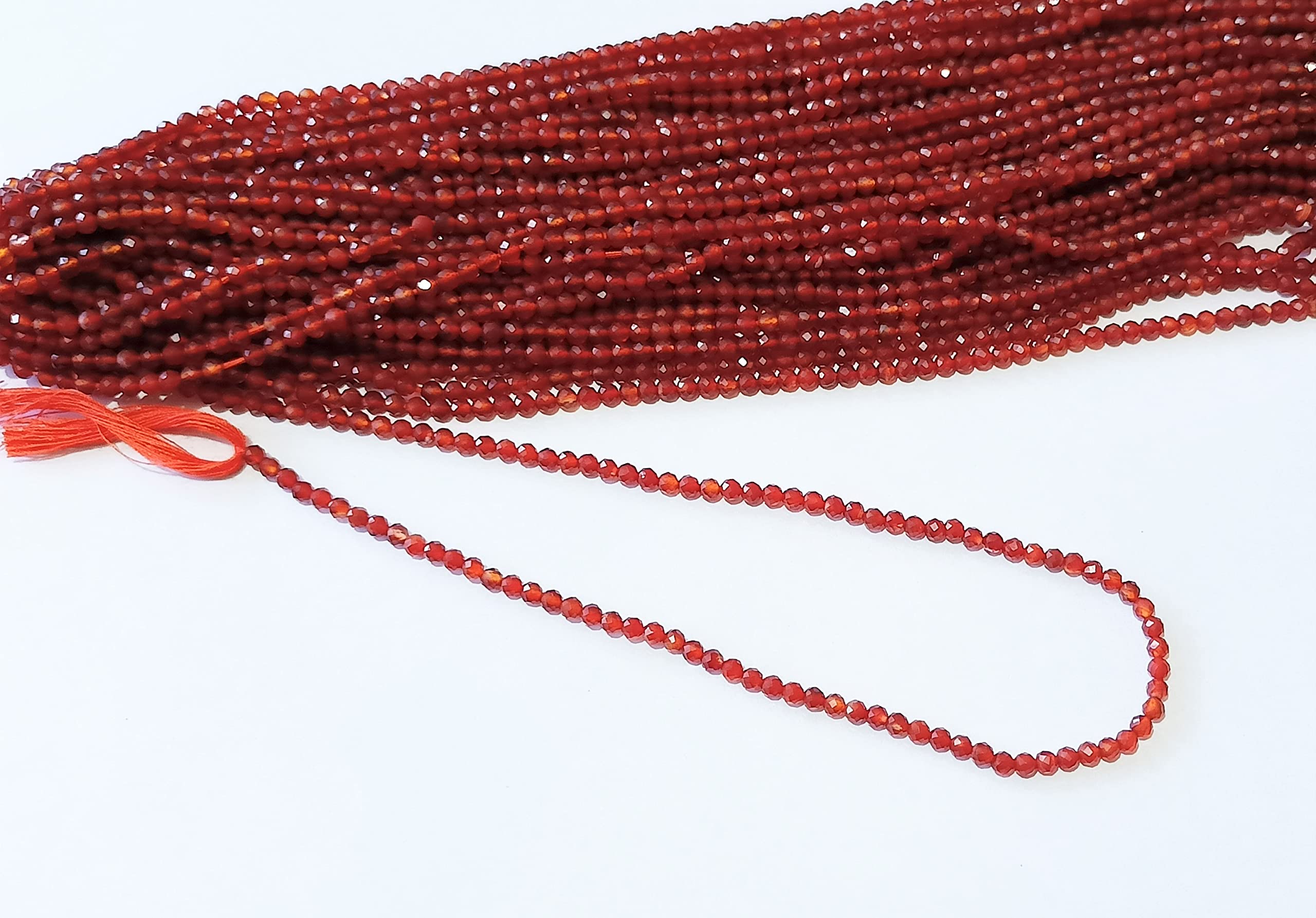 Naturalny czerwony chalcedon fasetowane okrągłe koraliki około 3 mm | sznurek 30 cm | koraliki do biżuterii DIY - kolczyki, naszyjnik, bransoletka, łańcuszek na kostkę (5)
