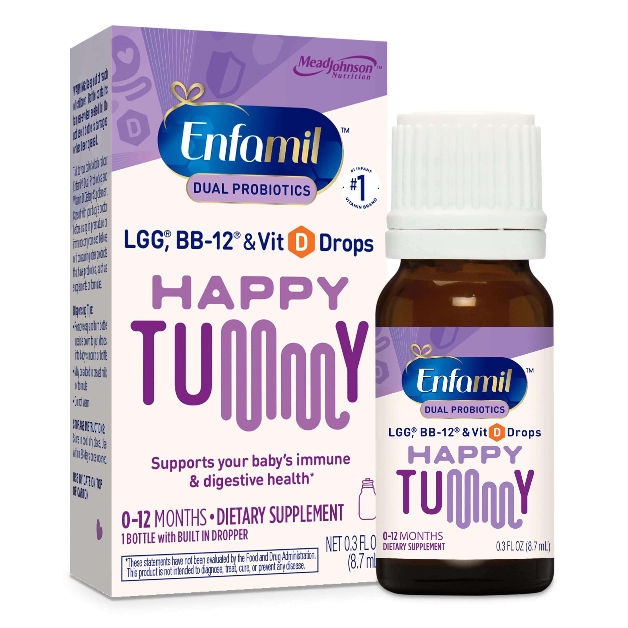 EnfamilDual Probiotics Vitamin Drops, Supports Baby's Immune & Digestive Health*, 8.7mL Bottle​