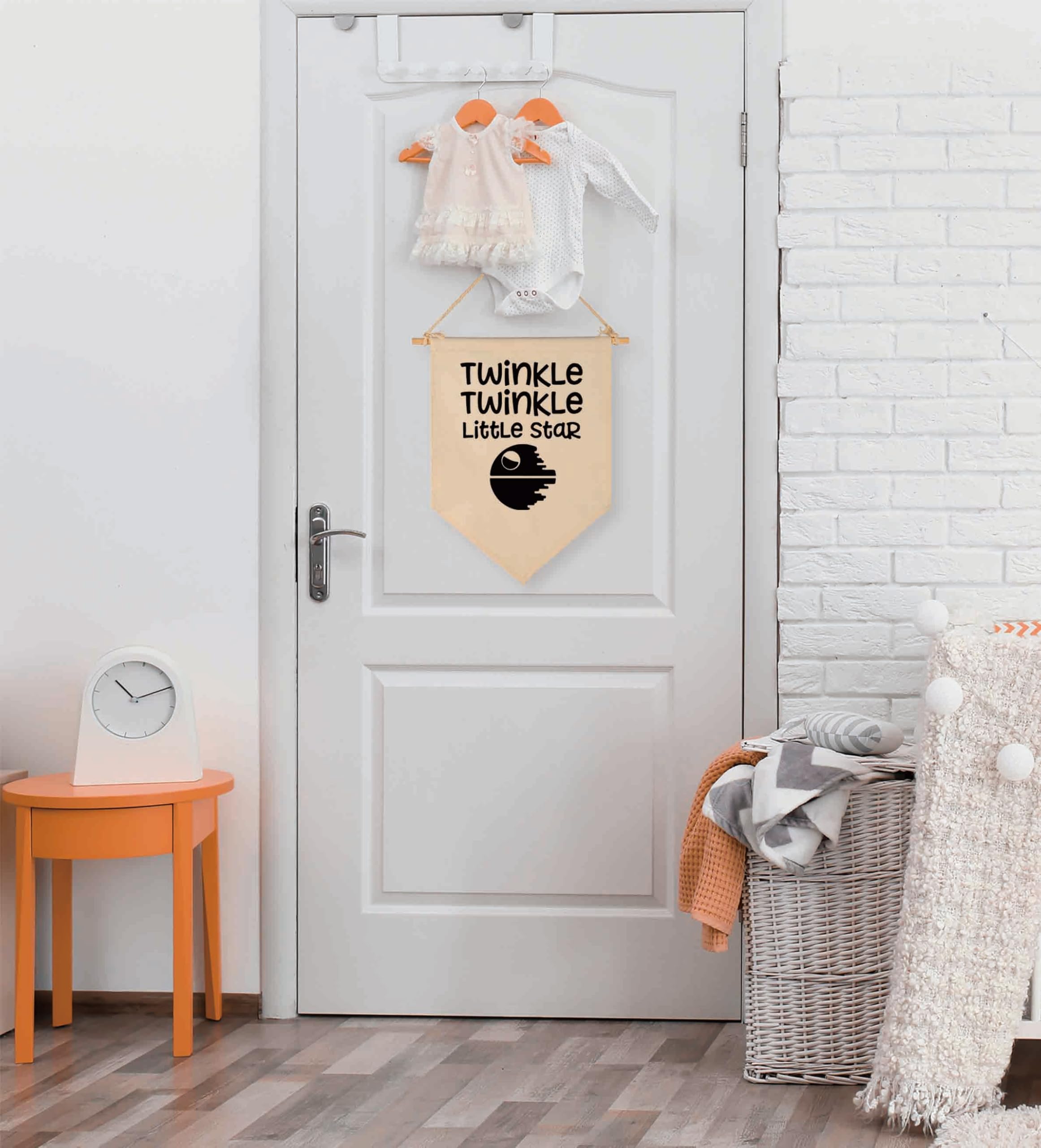 I Love You In The Morning Banner - Cotton Canvas Wall Hanging Sign, Natural Beige, Nursery Or Room Decor Gift