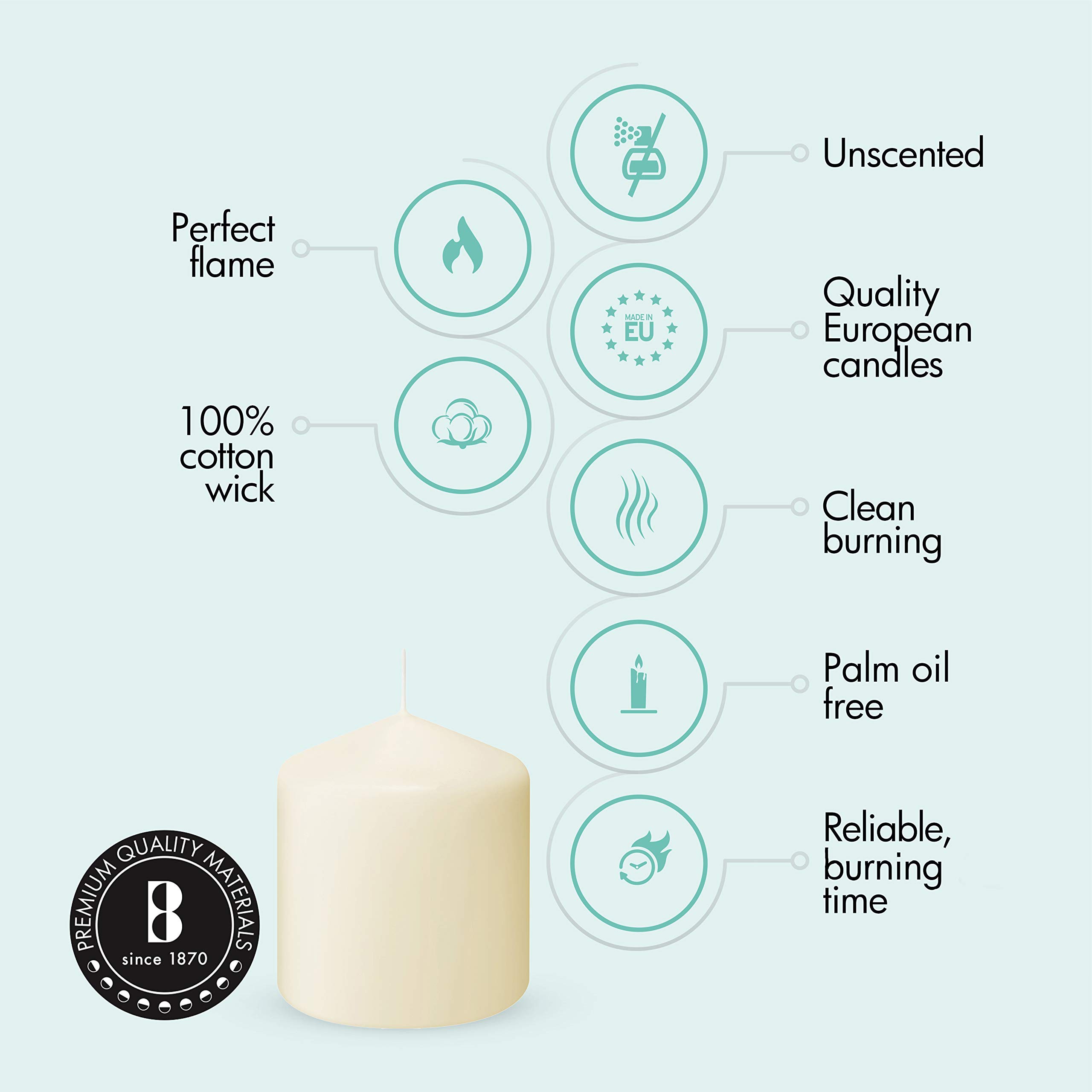 Bolsius - Candele bianche a colonna – 3 x 3 candele non profumate – Dripless, senza fumo e Clean Burning Home Dinner Candles – perfette per matrimoni, feste, cene – 6 candele decorative