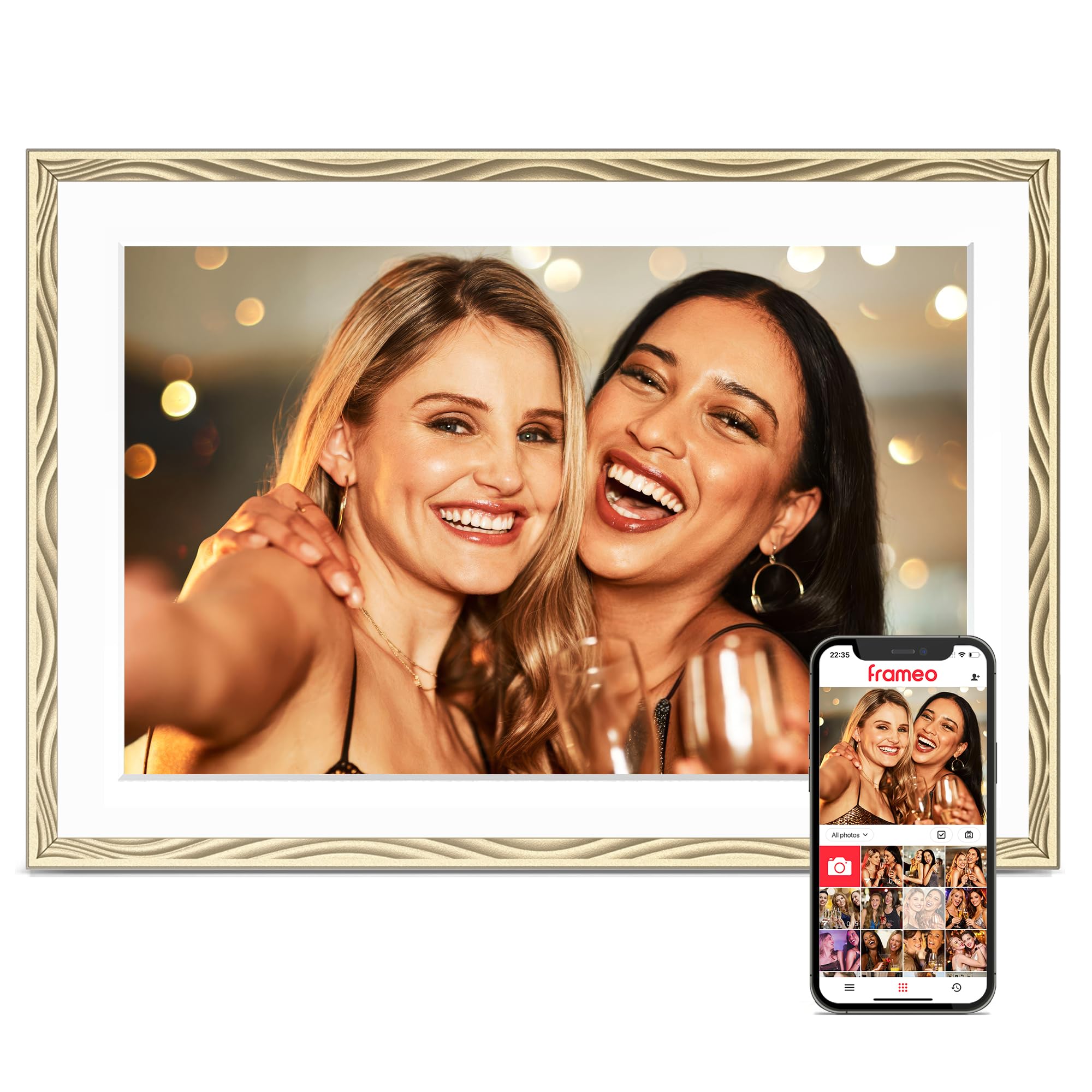 Frameo 10.1" Digital Picture Frame WiFi, Smart Electronic Photo Frame, 32GB