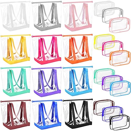 Miniatura 1 de Juego de 24 bolsas transparentes de PVC con cierre de cremallera con bolsa transparente impermeable para cosméticos para viajes y trabajo