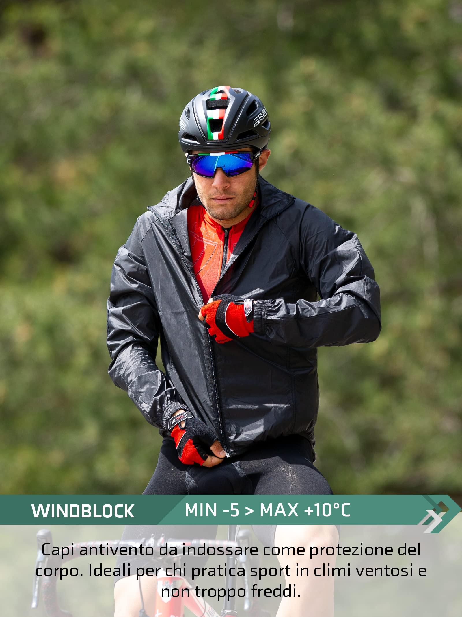 BIOTEX Mantellina X-Light Unisex Antivento e Traspirante, Giacca Traspirante e Ripiegabile per Ciclismo e Running
