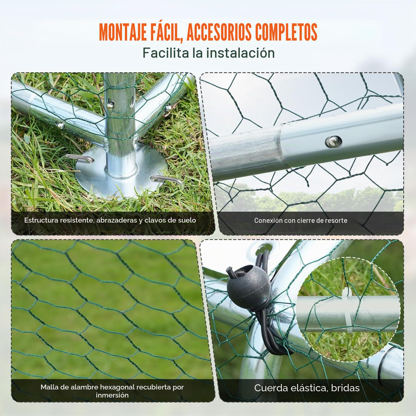 VEVOR Gallinero 3 x 1,97 x 1,99 m con Cubierta Impermeable, Corral para Patio con Techo y Cerradura de Seguridad para Exteriores y Patio Trasero, Granja, Jaula para Conejos