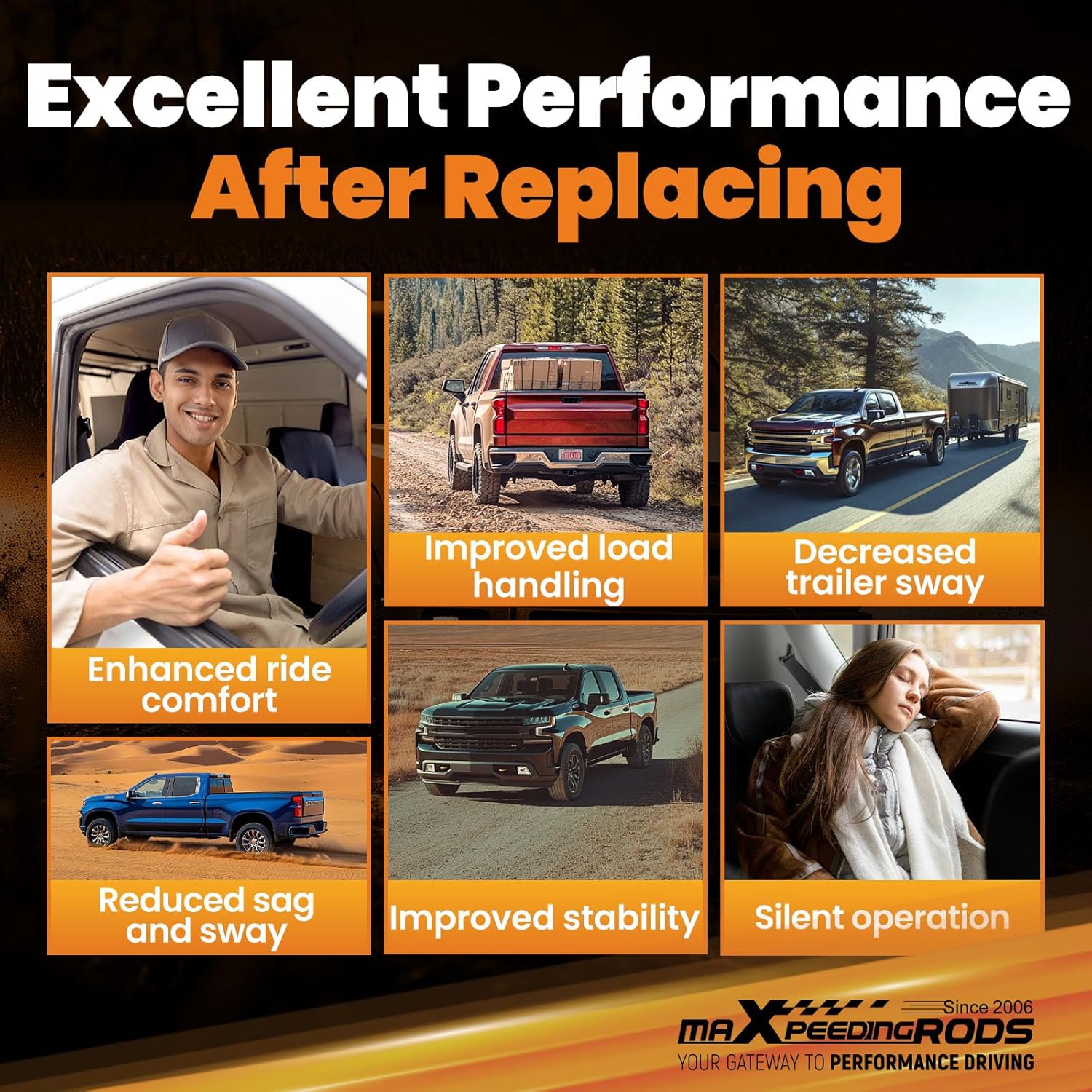 maXpeedingrods Suspension Enhancement Rear Kit Lbs for Chevrolet Silverado GMC Sierra 1500 2019-2025 Rubber Helper Spring Kit