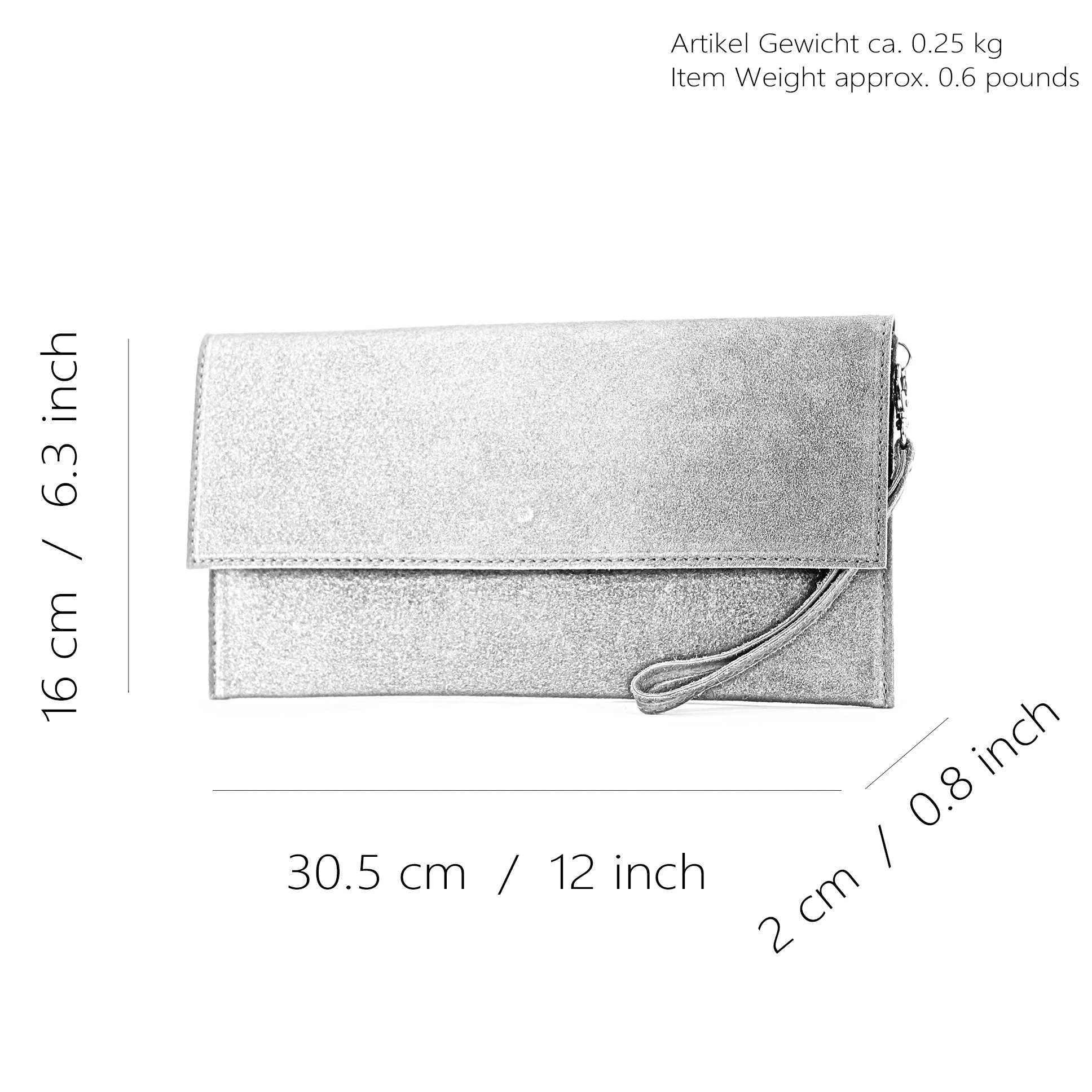 modamoda de- ital. Borsa in pelle Clutch Underarm Bag Borsa da sera in pelle metallizzata M106-151