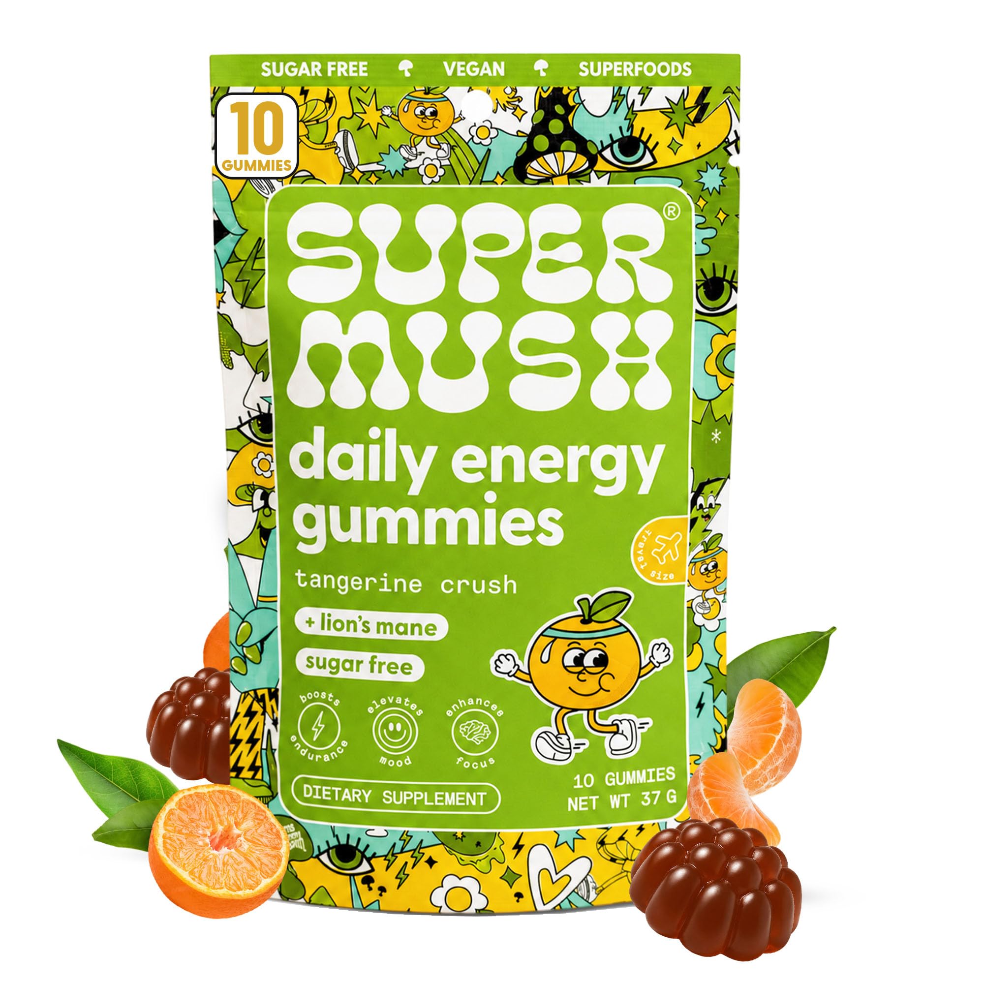 SuperMush Suplemento para Energia com Juba-de-leão e Cordyceps, 10 gomas