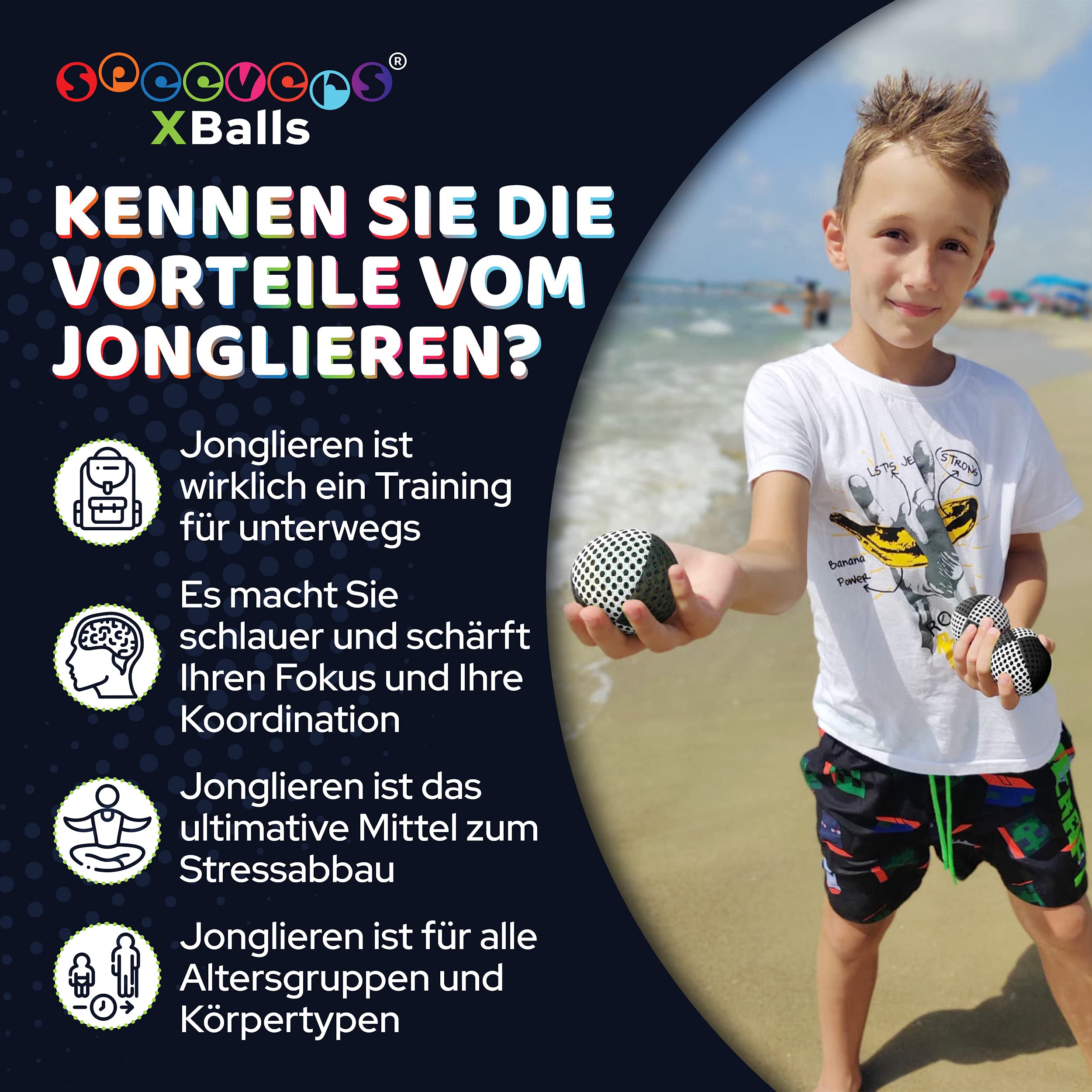 speevers XBalls Hohe Qualität Jonglierbälle Kinder Anfänger und Profi 3er Set, Jonglieren in 15 Farben, Jonglierset für Erwachsene, Anfänger Beanbags mit Tragetasche