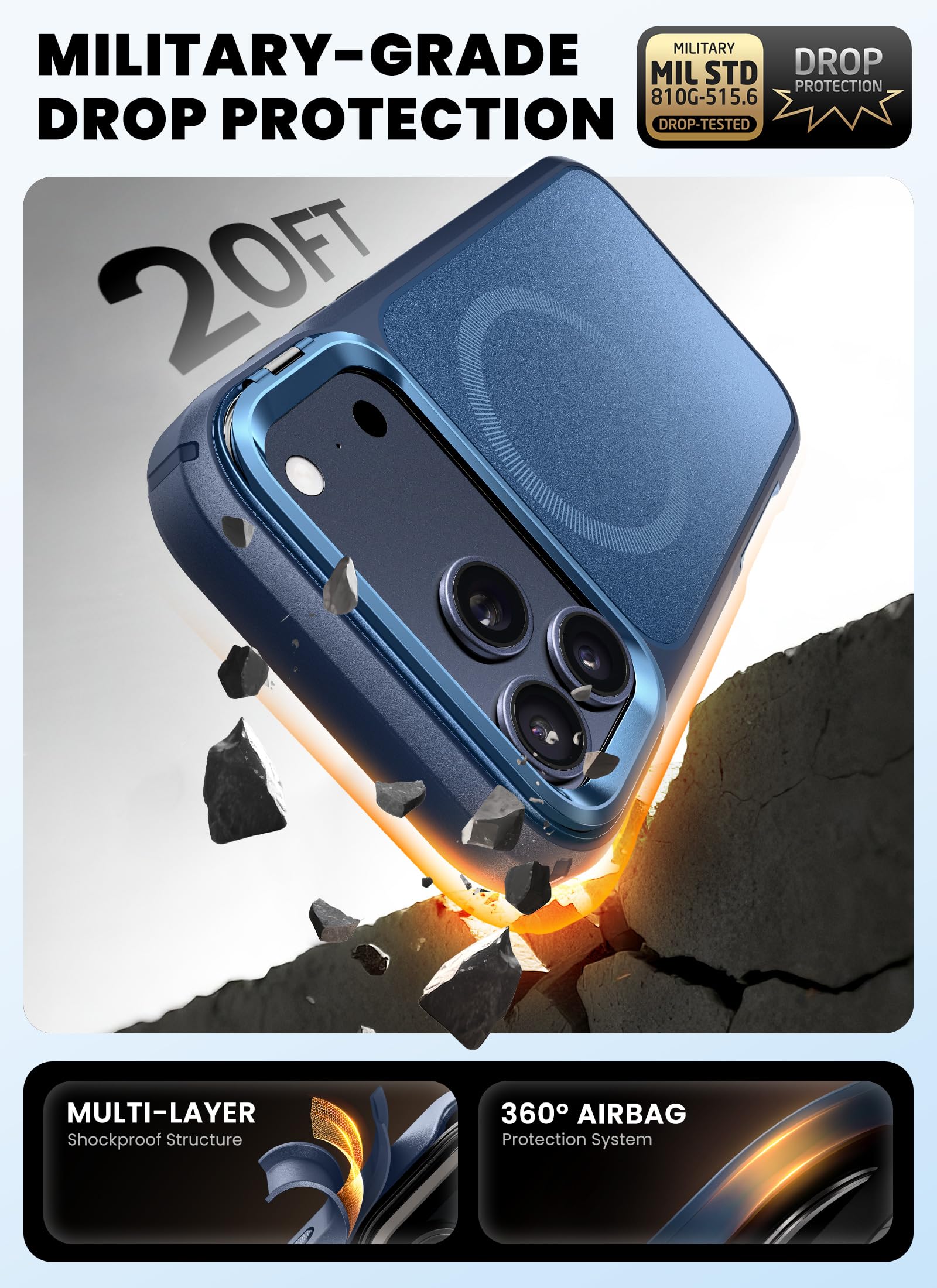 SUPCASE Hoesje voor iPhone 17 Pro Max met Gehard Glazen Schermbeschermer (UBGrip Pro), [Camerabedieningsknop] [MagSafe Compatibel] [Ingebouwde Standaard] Volledig Magnetische Telefoonhoes, Koraal