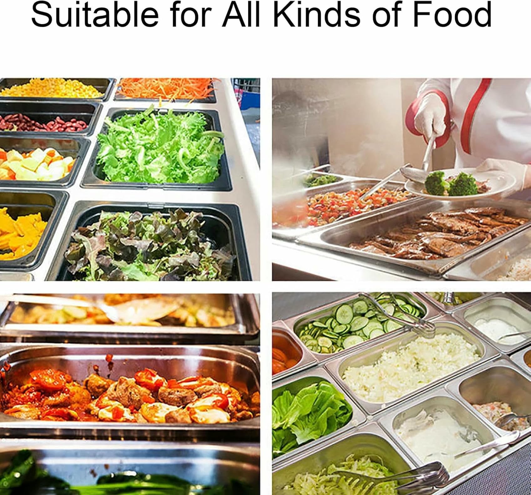 Buffet eléctrico de Acero Inoxidable con calefacción de Plataforma y Control de Temperatura, Ideal para restaurantes, Servicios de Catering, cafeterías, Vacaciones en ca,6 Pan