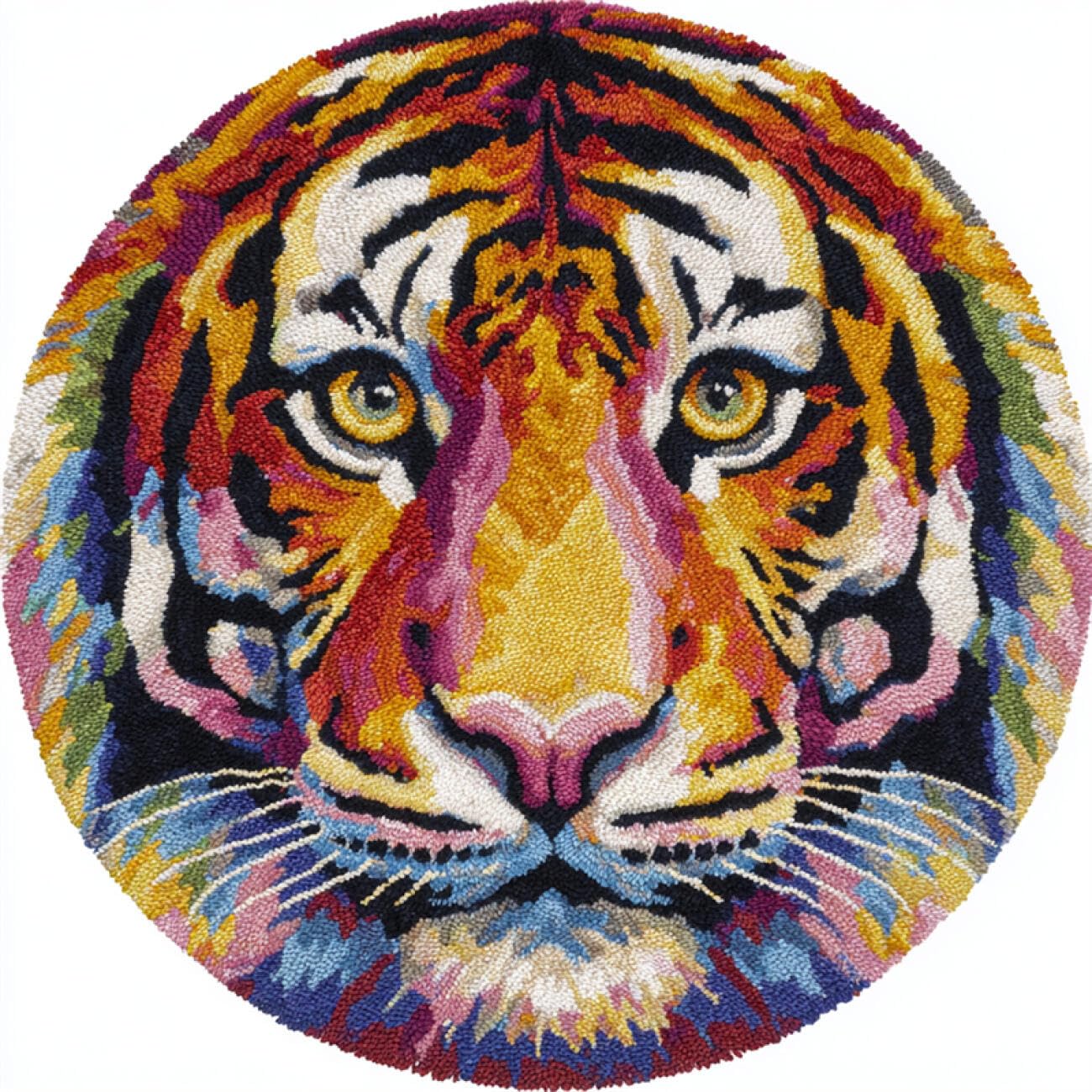 Kitquiver Animal Latch Hook Kits Fantasy Tiger Latch Hook Kit for Beginners，Tapestry Carpet Latchs Set for Adults Self Knotting Set DIY Craft Kits 100x100cm