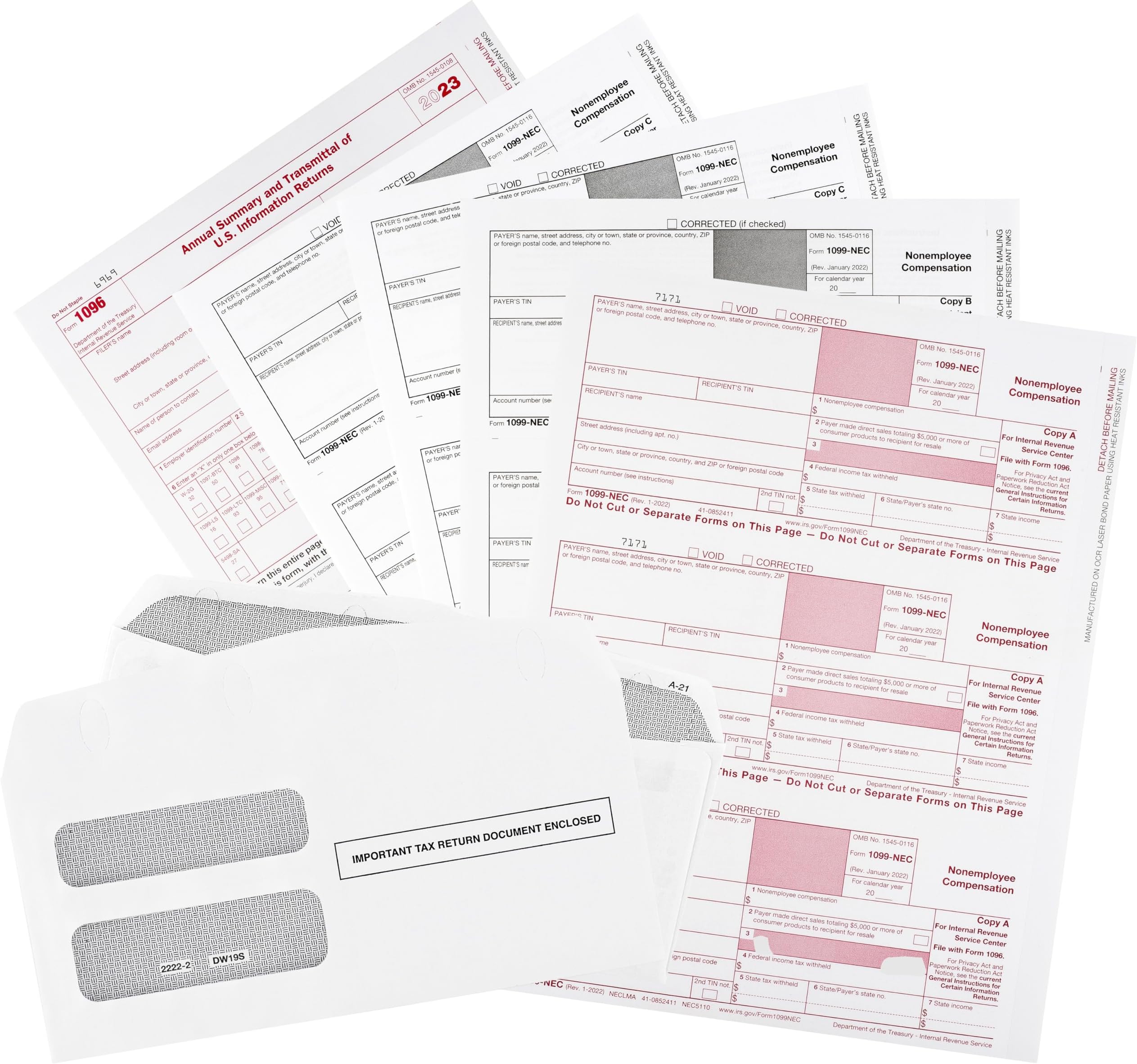Blank Laser Tax Forms 2Up for 1099MISC, and 1099R
