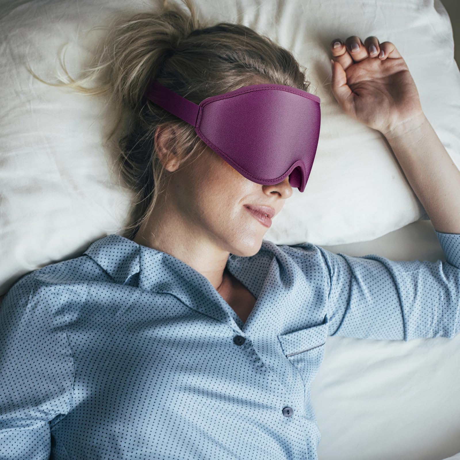 WLLHYF Mascherina Per Dormire 3D In Seta, Morbida, Regolabile, Blocco Totale Della Luce, Con Memory Foam, Per Uomo E Donna, Sonno Profondo - 2