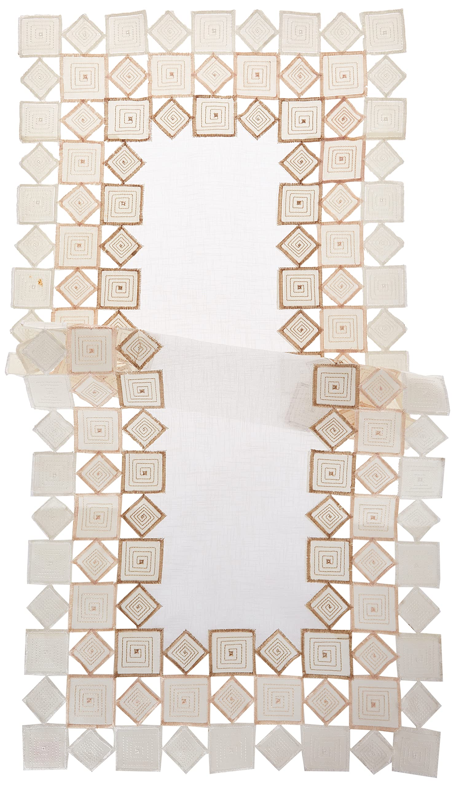 Violet Linen Sevill Decorative Embroidered Cutwork Table Runner, 14" X 34", Ivory