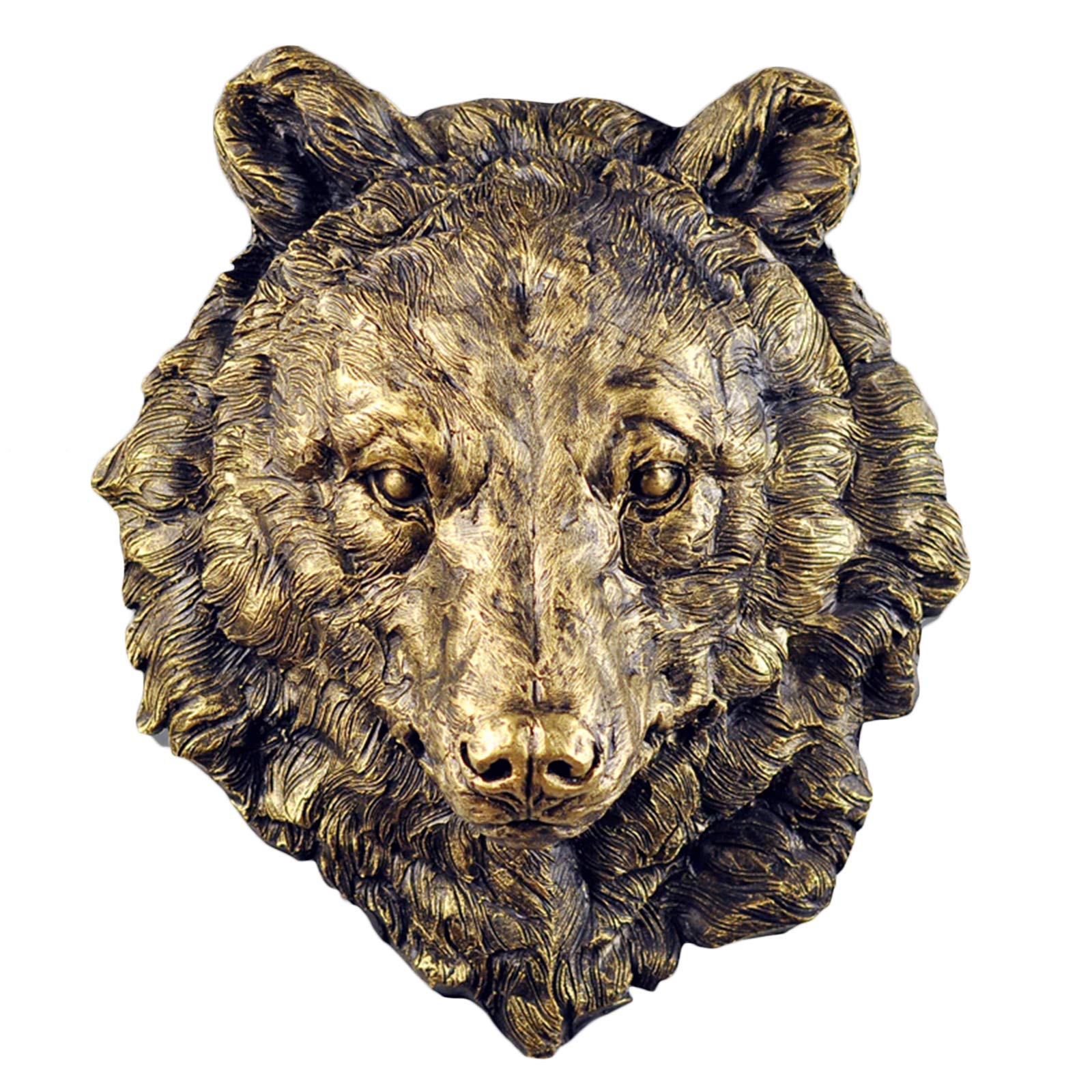 YXCQHZM Animal Head Wall Hanging 3D Craft Lion Horse Sculpture Hanging Animal Head Art Ornament for Garden Children's Bedrooms (38cm,Bear)