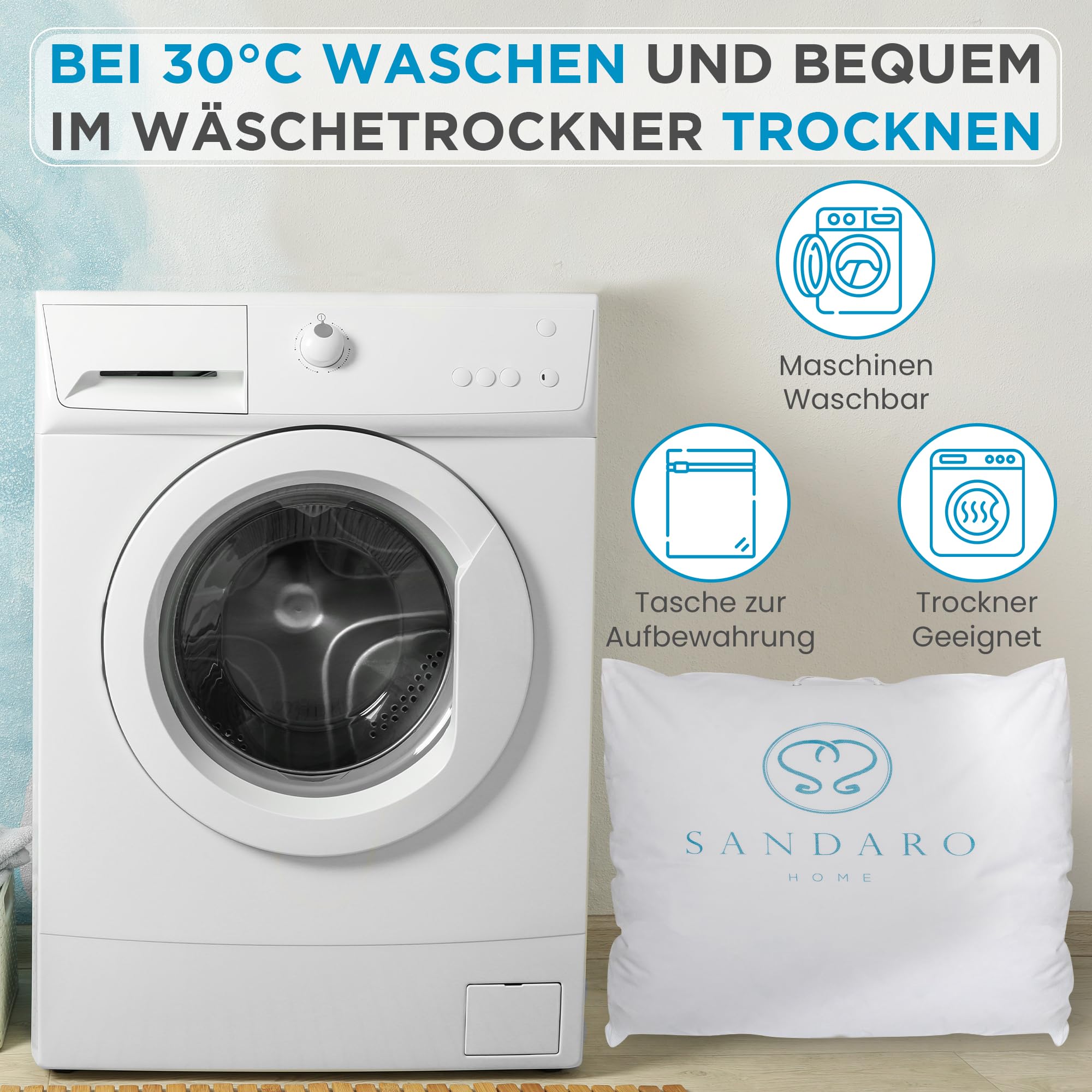 Federkissen 80 x 80 cm | Öko-Tex Zertifiziert Kissen 80x80 mit 100% natürlichen Federfüllungen nur, Kopfkissen 80x80 mit Gänsefedernfüllung im Baumwollbezug Für erholsamen Schlaf (2000)
