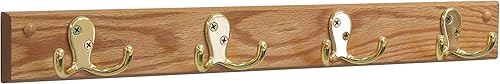 Miniatura 9 de Madera Mallet 4Doble Prong Hook RailEscudo rack-brass