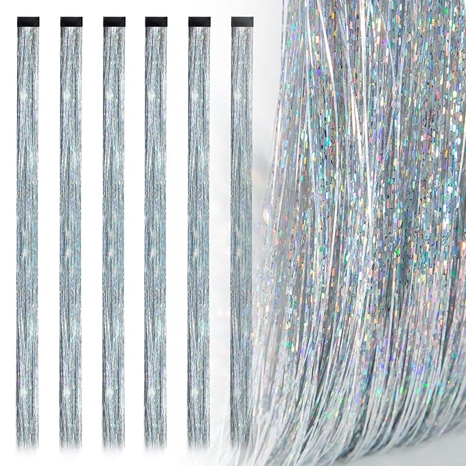19.7 Inch Clip In Hair Tinsel Fairy Hair Tinsel Kit Clips