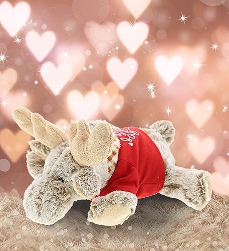 Miniatura 5 de DolliBu Peluche de San Valentín con diseño de alce mentiroso con camisa roja y nombre, regalo personalizado para el día de San Valentín, cumpleaños,
