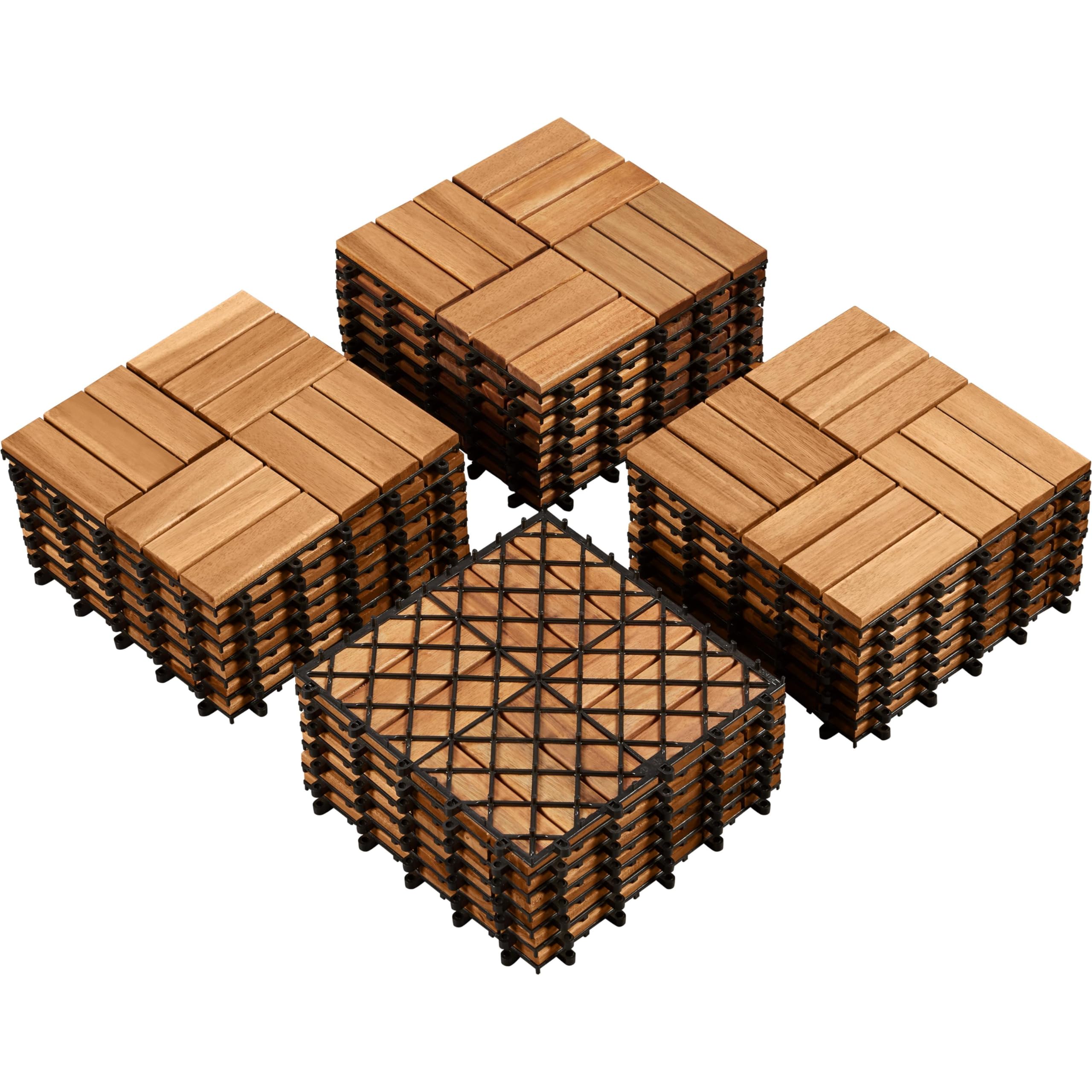 Yaheetech Hardwood Interlocking Deck Tiles