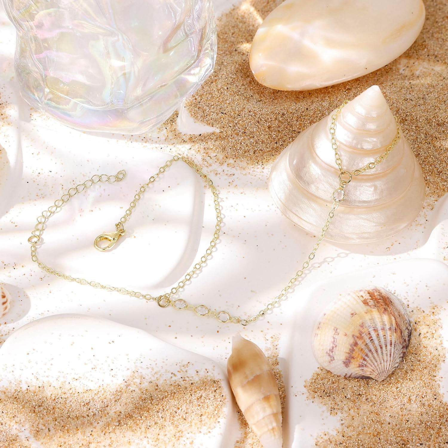 14K Gold Hand Chain Bracelet for Women Trendy Gold Plated Finger Ring Bracelet Adjustable Link Hand Chain Bracelets CZ Bead Link Bracelet Jewelry - Image 2