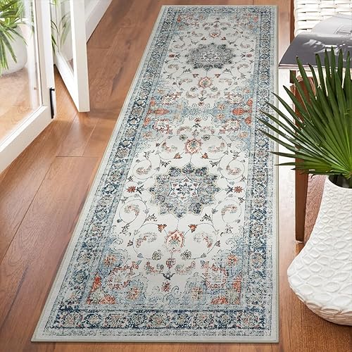 Miniatura 6 de Nailttos Alfombra de pasillo de cocina con estampado floral, 2 x 6, ultra suave, antideslizante, envejecida, lavable a máquina, alfombra de entrada