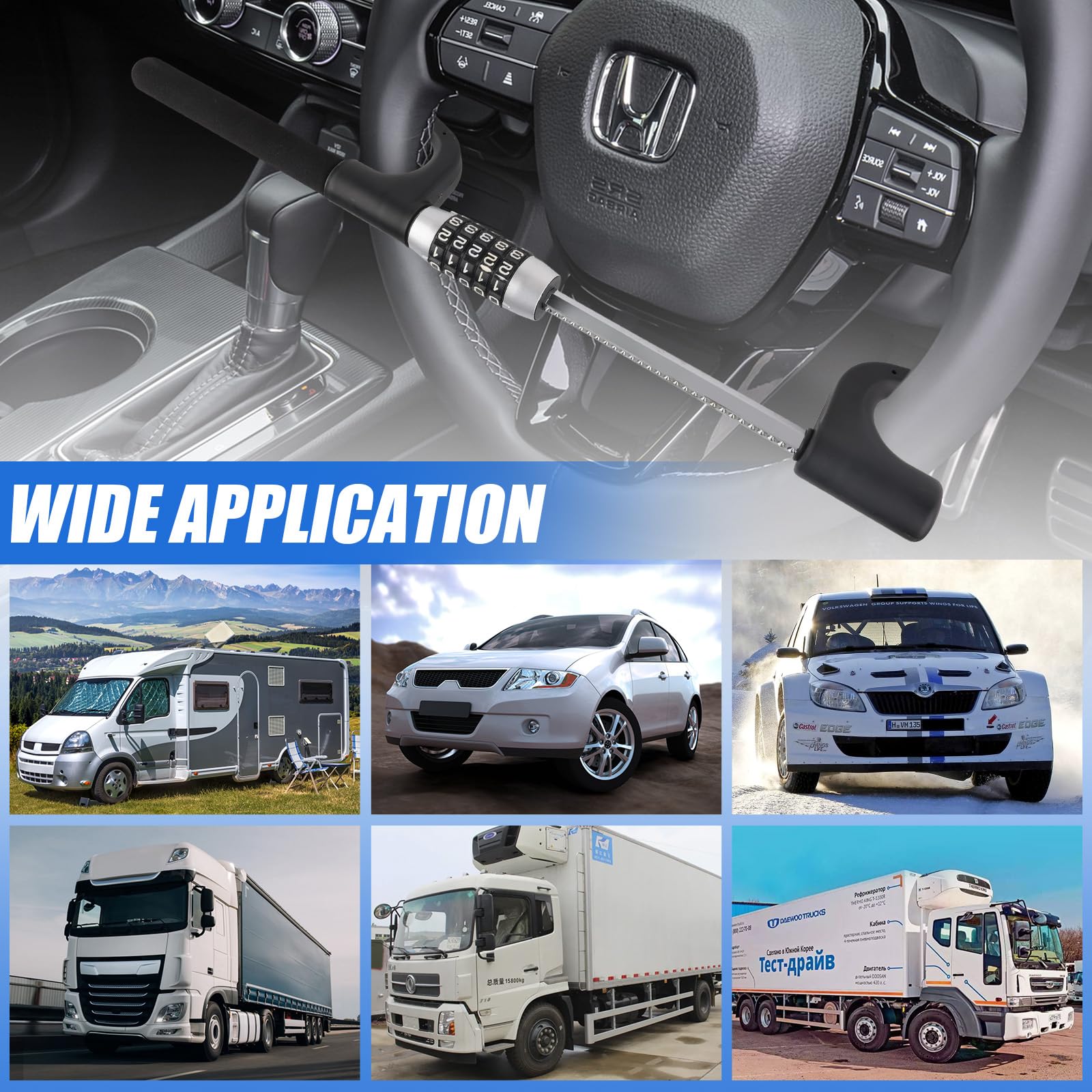 Lenkradkralle für Auto 5 Stelliges Zahlenschloss Heavy Duty Lenkradschloss für Auto Anti Diebstahl Vorrichtung SchlüSselloses Lenkradschloss Universal Lenkradkralle für Pkws Lkws Wagen Vans SUV