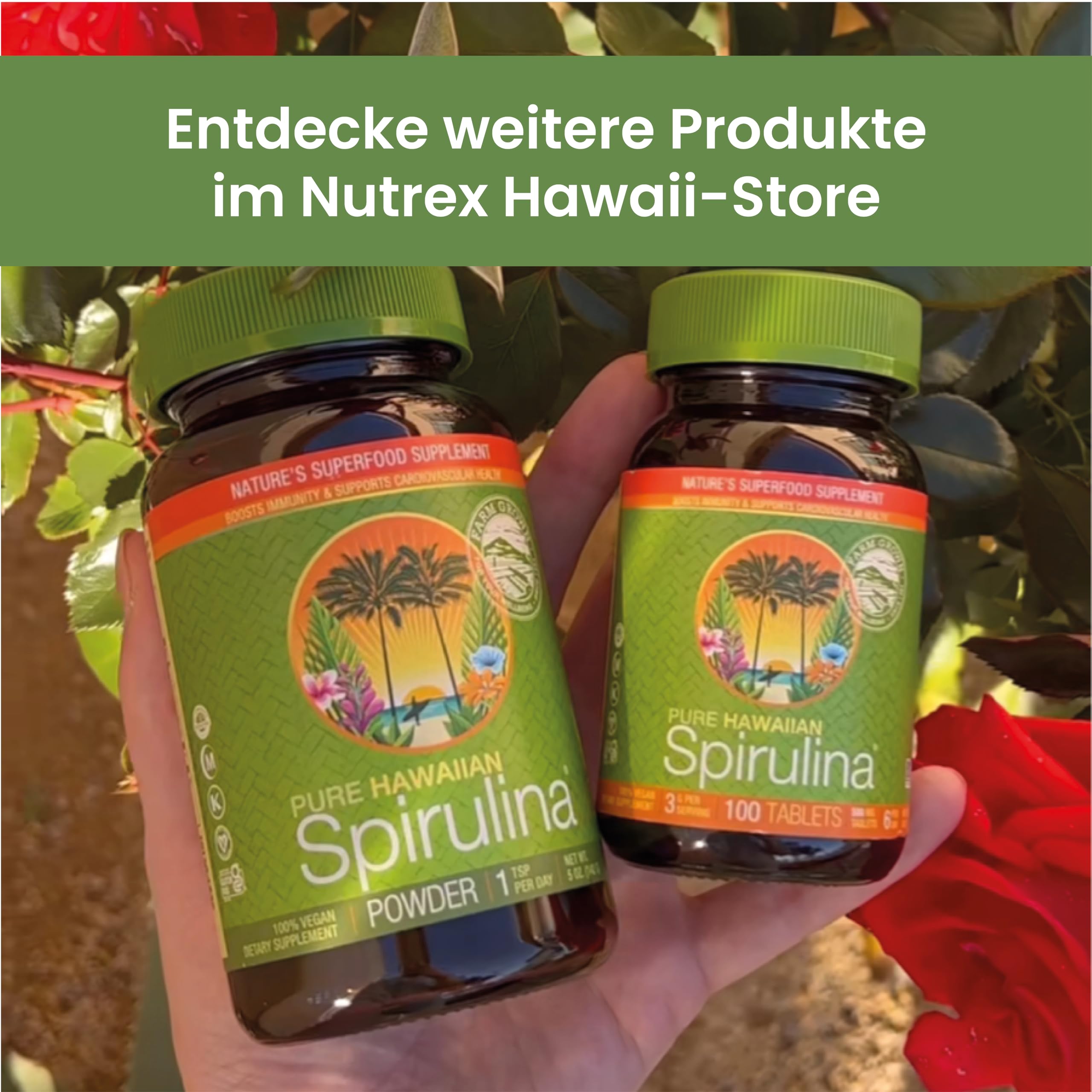 Nutrex, Pure Hawaiian Spirulina Pulver, 142 gramm, 3000mg Spirulina je Dosis, Geschmacksneutral, Vegan, Glutenfrei, Sojafrei, GMO frei