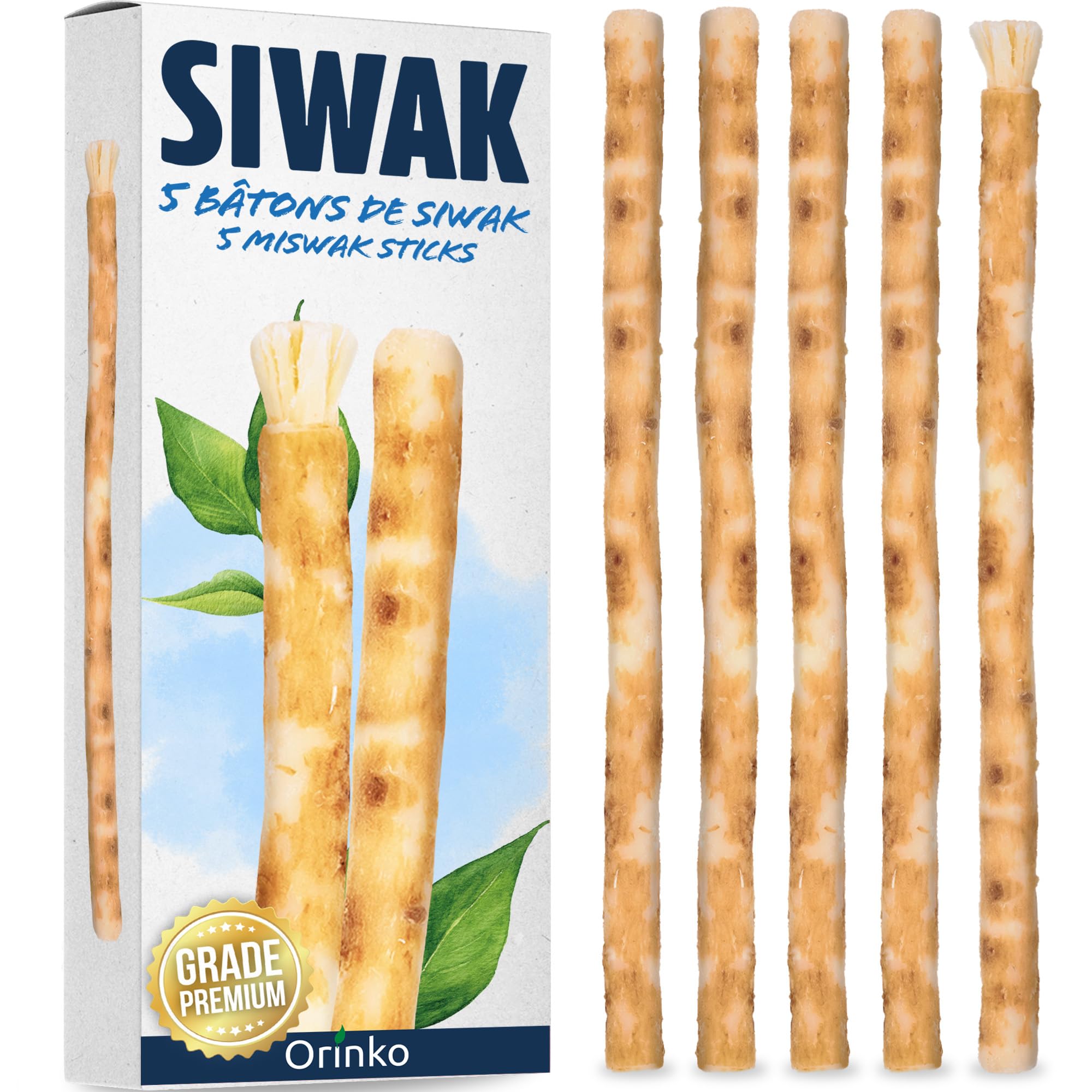 ORINKO 5 patyczków Siwaka - Ekologiczna i wegańska naturalna szczoteczka do zębów Miswak - Tradycyjna pielęgnacja jamy ustnej i wybielanie zębów