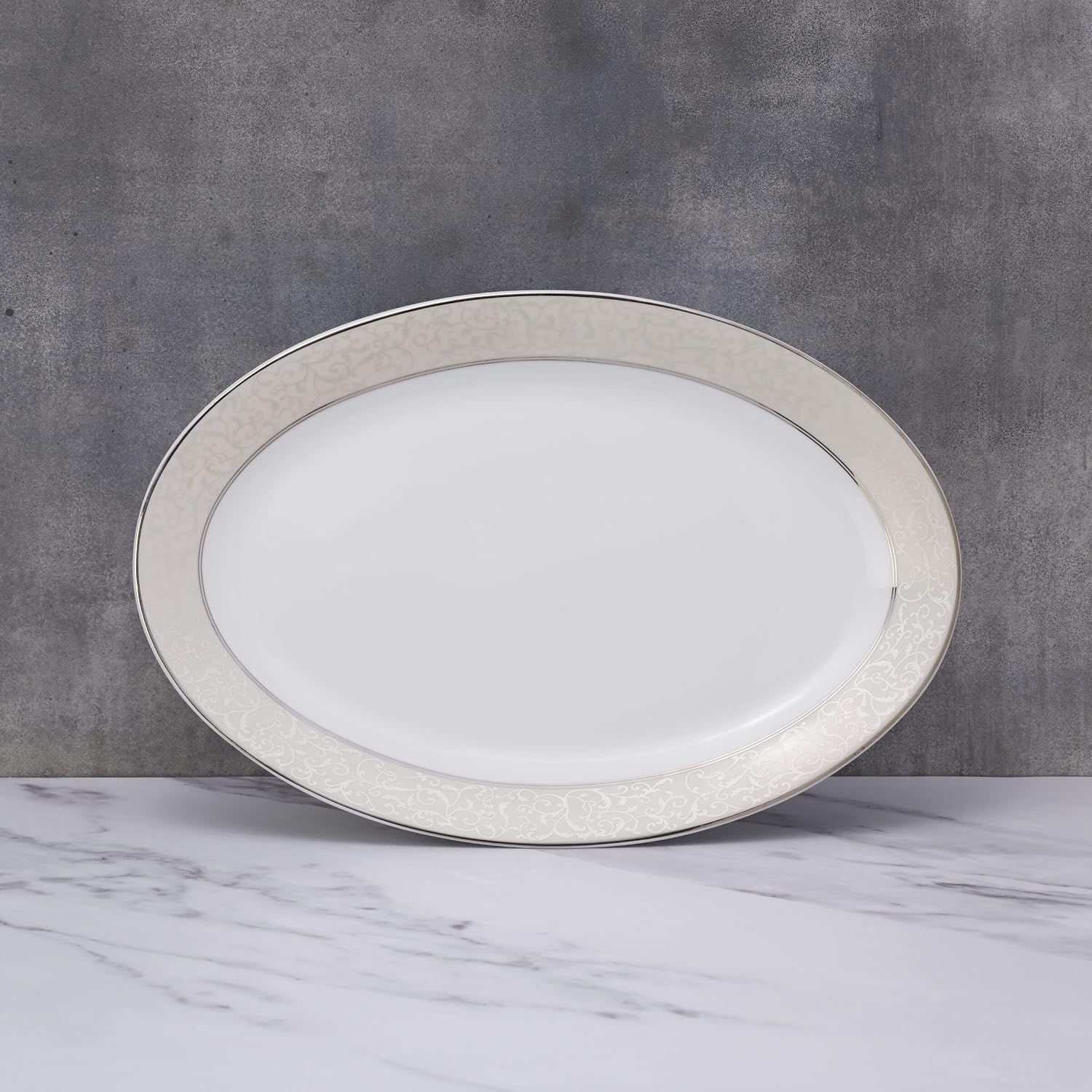 Mikasa Parchment Oval Serving Platter, 14-Inch, White - L3438-314