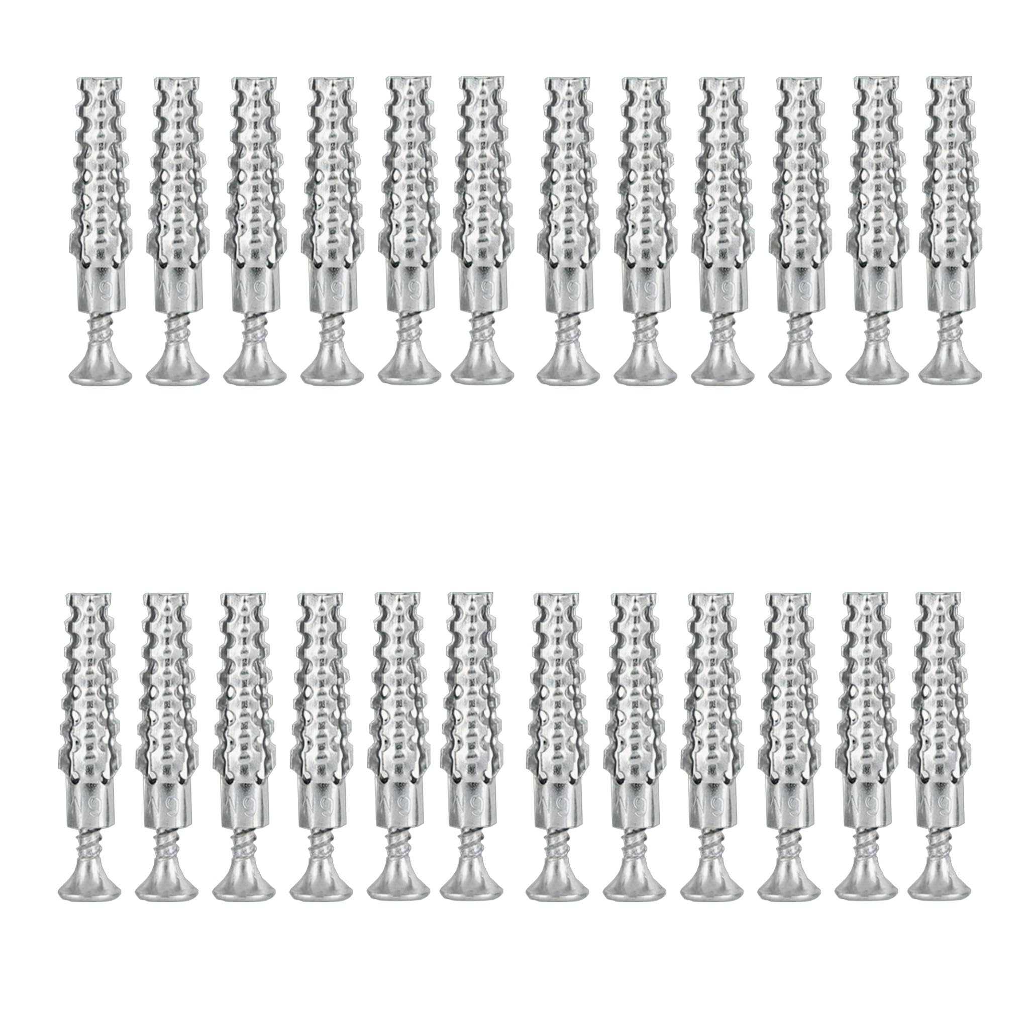 24-Piece Hollow Wall Expansion Screw Set with Screws, Loose Hinge Hole Repair Tool, Suitable for Concrete, Hollow Walls, Wood, and Hinge Hole Repairs