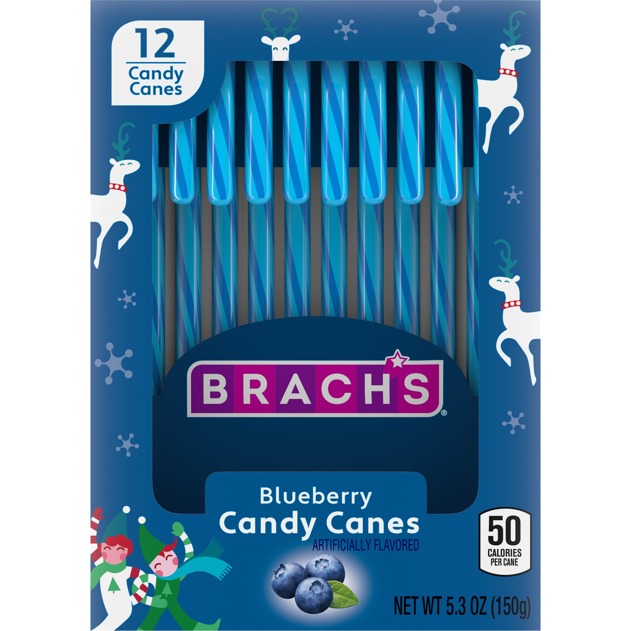 Brach's Elf Zuckerstangen Großpackung – Zuckerwatte Pfefferminze, heißer Kakao, Ahornsirup, Zuckerstangen mit 36 Elfen-Zuckerstangen plus Strand-Kinderbeutel