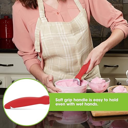 Miniatura 9 de Spring Chef Cuchara de helado  Acero inoxidable 188 resistente con mango de agarre suave, cuchara profesional resistente para helados, herramienta