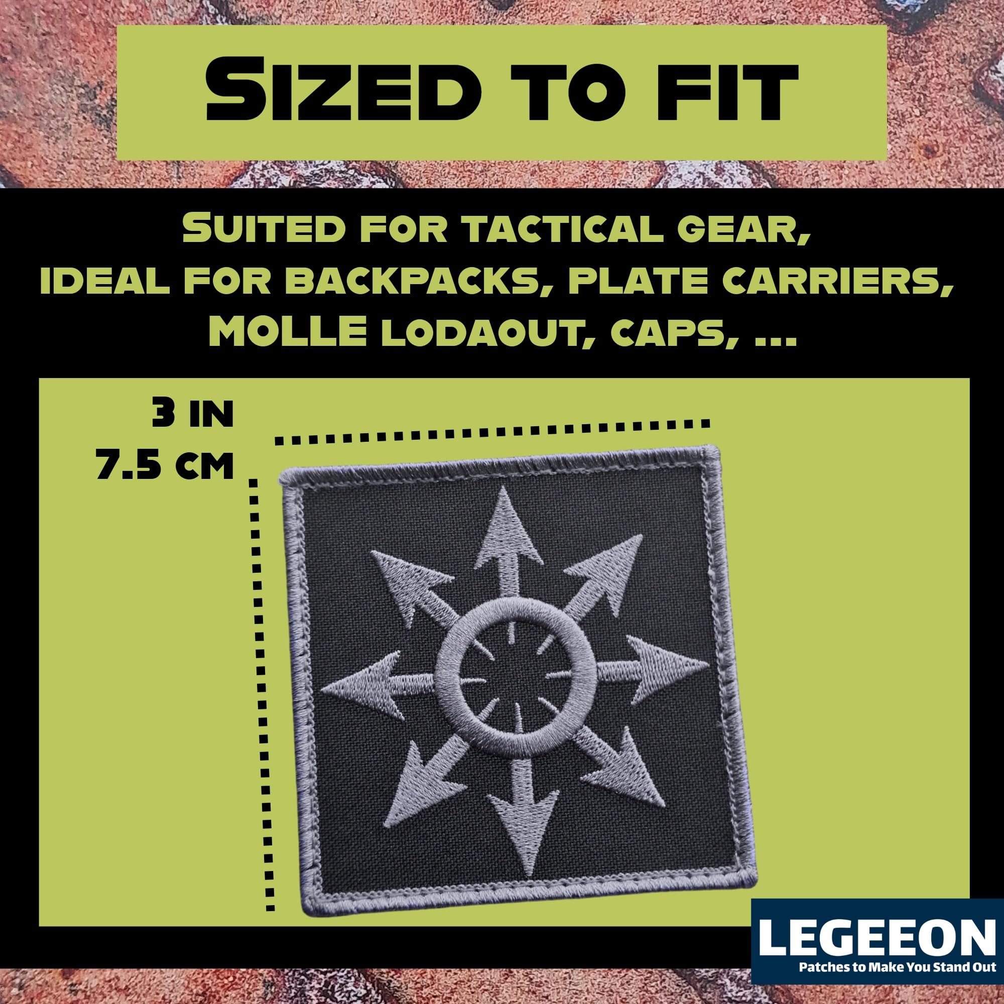 Subdued Chaos Star Arrows Cross Chaosphere Symbol of Eight Magic Morale Touch Fastener Patch