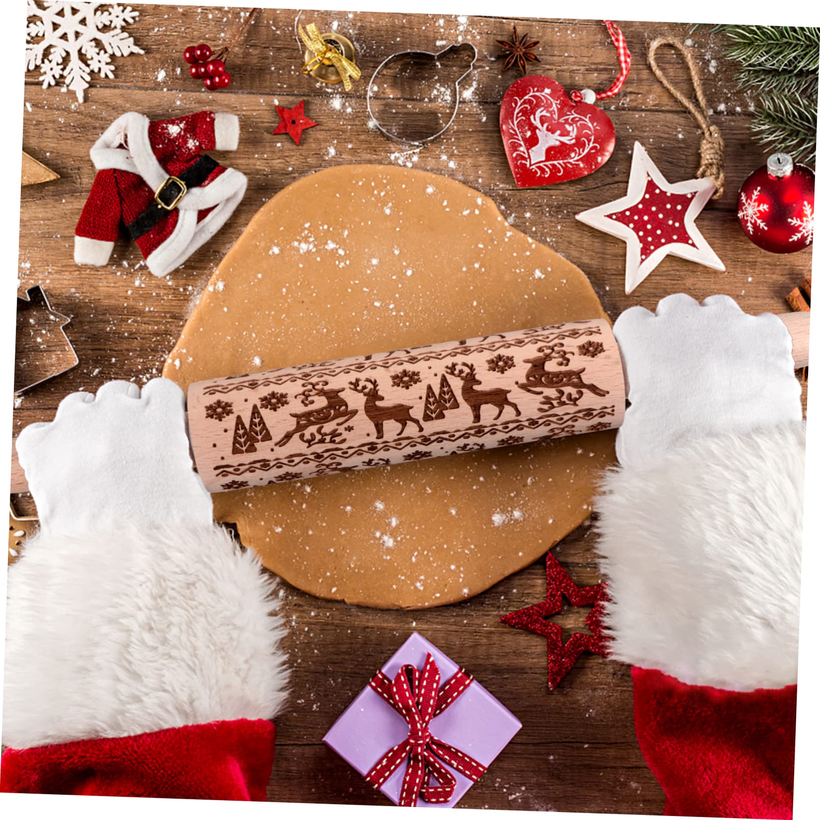 Cabilock Rodillo De Amasar De Madera Resistente y Duradero Perfecto Para Navidad y Repostería