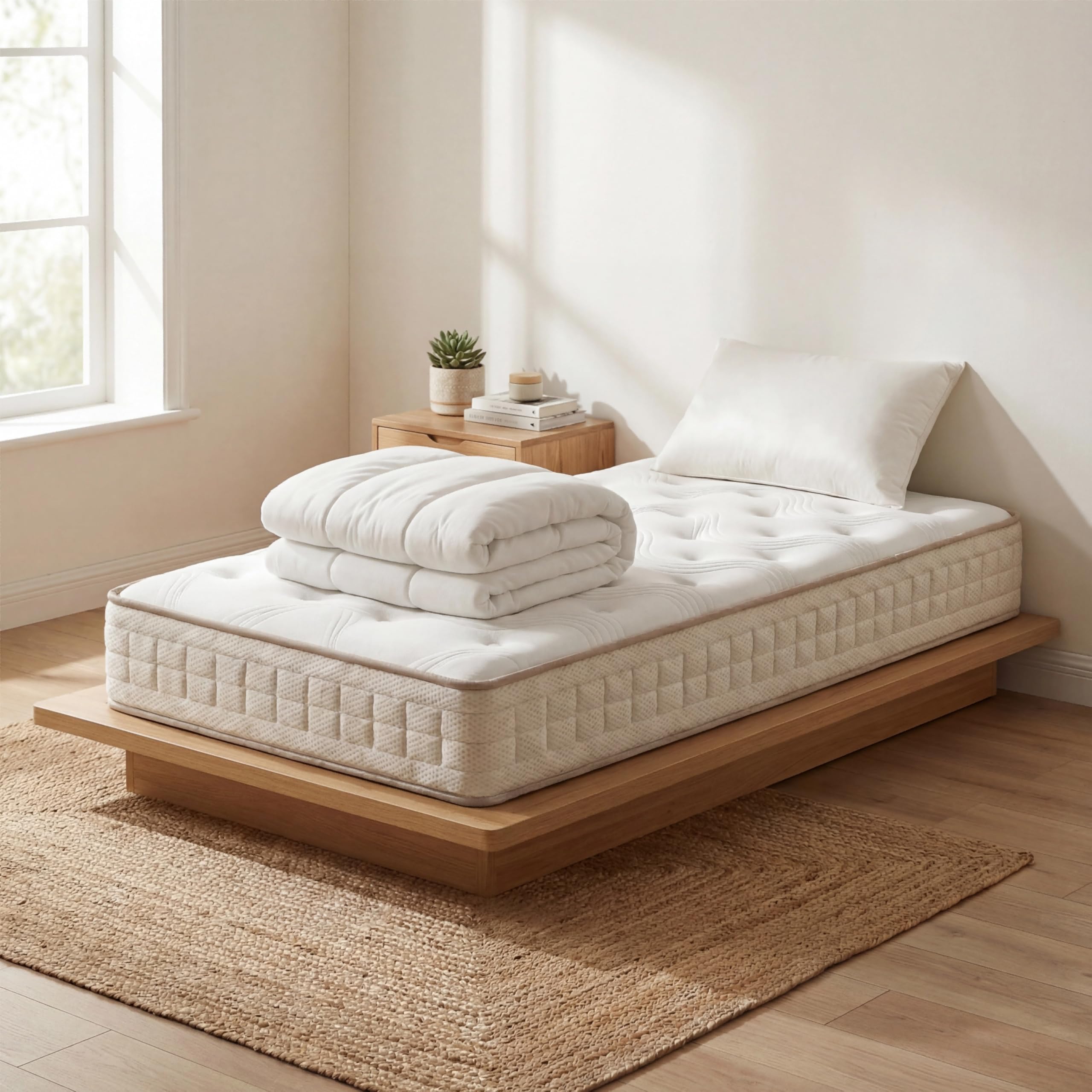 Materasso Singolo 80x190 | Kit Completo 2 Set: 2 Materassi 16cm + 2 Cuscini 40x70 + 2 Piumoni 140x200(2, Set 3 pezzi 80x190x16cm)