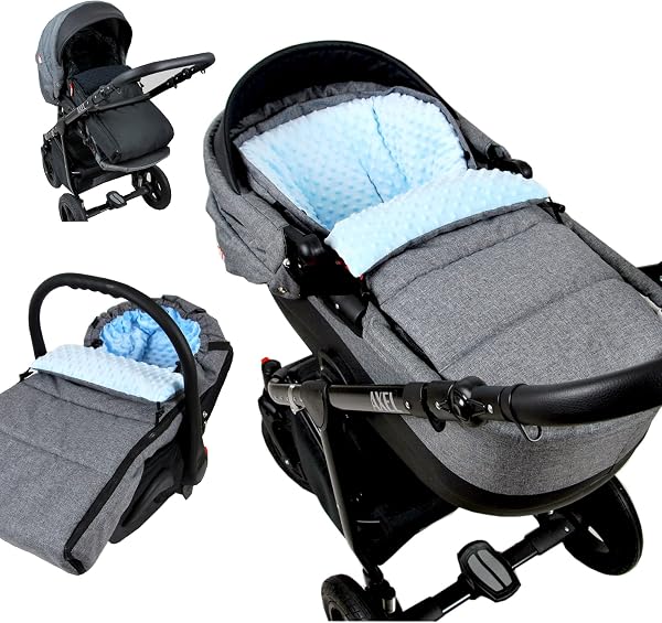 BABYLUX Fußsack LAMMWOLLE Winterfußsack Kinderwagen- Babyschale- Fußsack (55. LEIN Grau) - 1