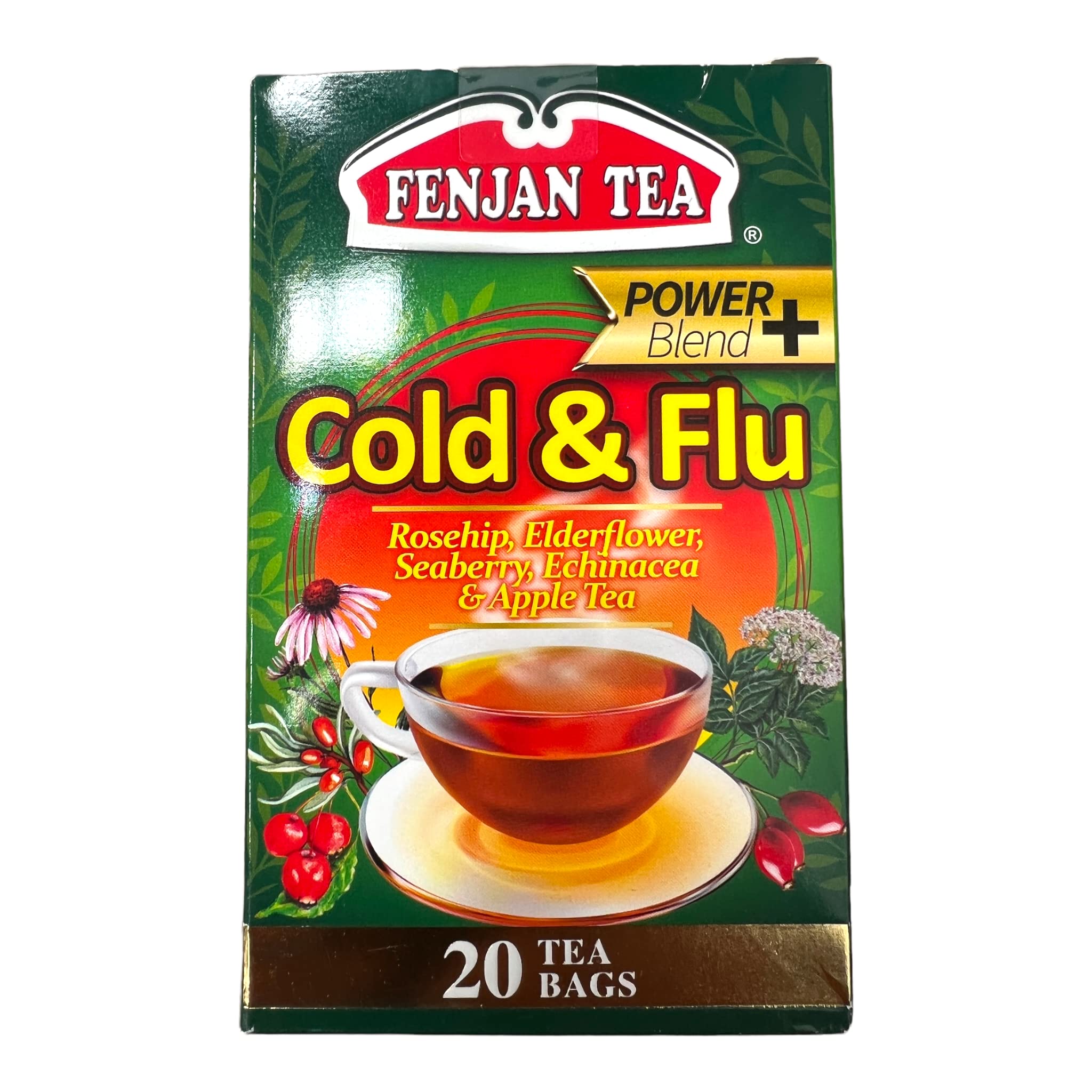 Power Blend+ Cold & Flu Rosehip, Elderflower, Seaberry, Echinacea & Apple Tea 40g 20 Bags (Pack of 6)