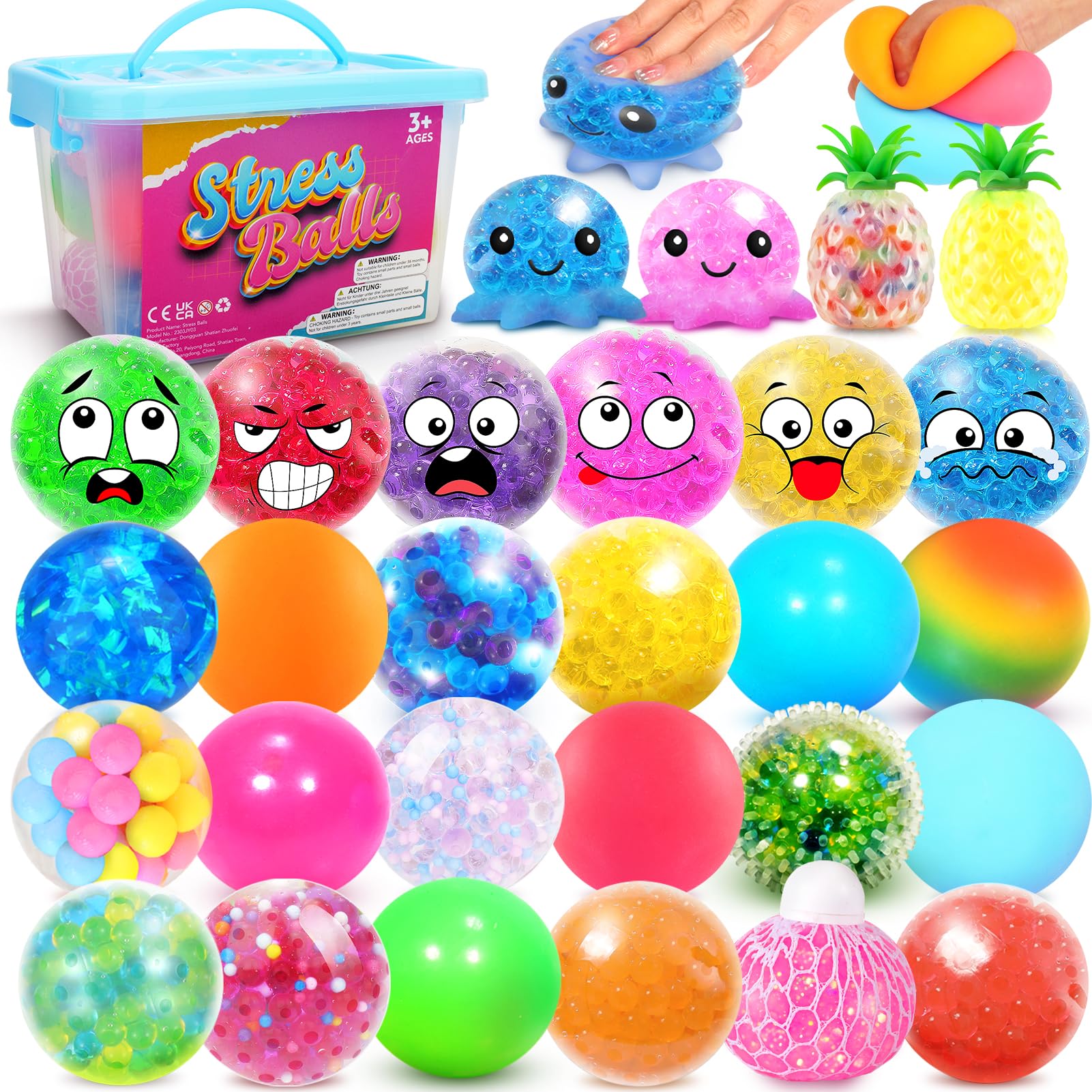 KLT 28 Pack Sensory Stress Balls: Squishy Balls Fidget Toys for Kids ...