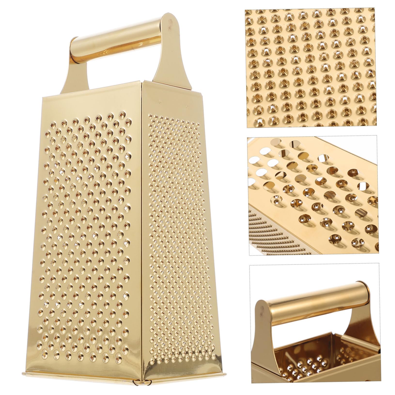 Rallador De Caja De 4 Lados Acero Inoxidable Dorado, Cortador y Rebanador De Verduras y Patatas, Material Seguro Para Uso Doméstico, Práctico Para Cocina y Procesamiento De Frutas