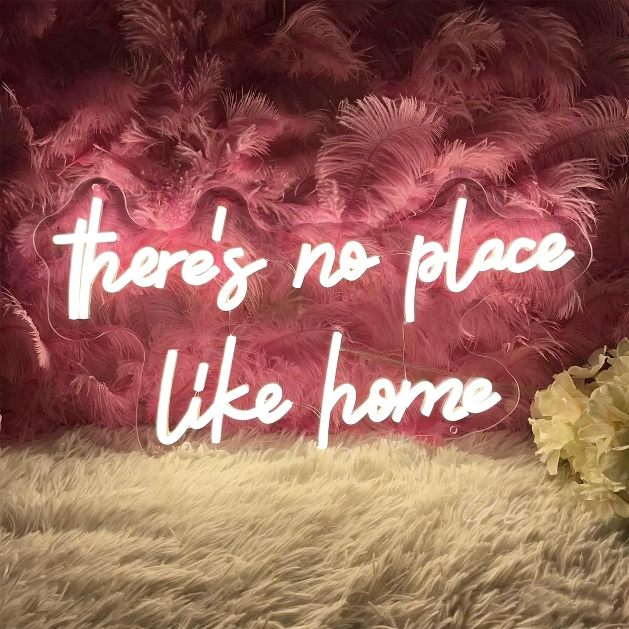 There's No Place Like Home Neon Sign Warm White LED Wall Decor for Bedroom & Living Room USB Powered Dimmable Home Quote Light, Housewarming Gift for New Homeowners — image 1