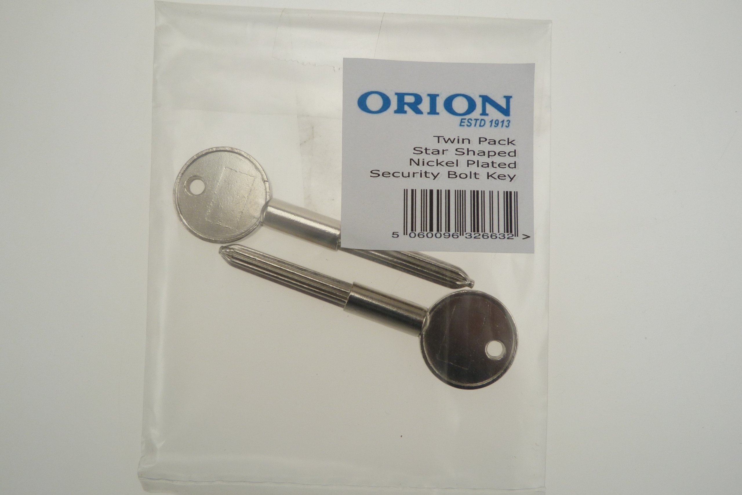 Orion Twin Pack Star Shaped Nickel Plated Security Bolt Key for Doors & Windows, Silver - Image 2