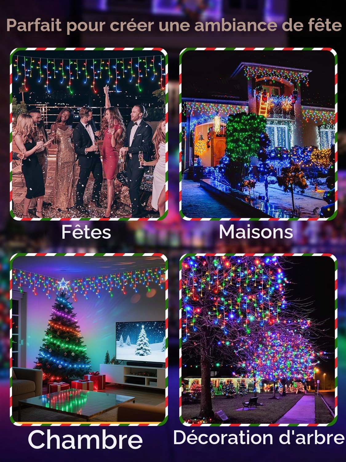 CGN Guirlande Lumineuse Extérieure Noël, Conectable 10M 400 LED Rideau Lumineux Noël Extérieur avec 8 modes et télécommande, Étanche IP65 Rideau Guirlande Lumineuse Décoration pour Fête Mariage Balcon