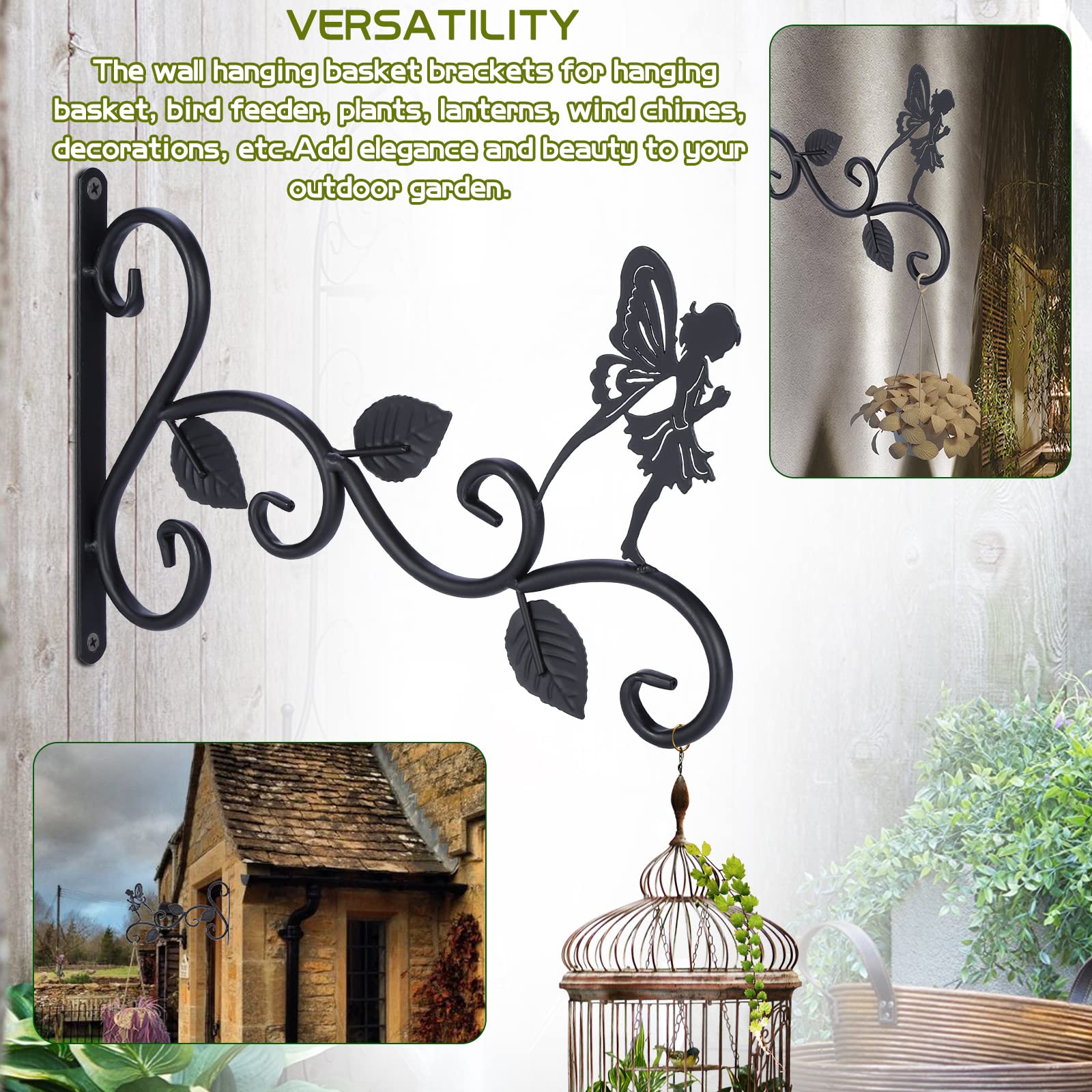 Coolty Ganci Da Parete Per Piante - Set Di 2 Staffe In Ferro Per Appendere Vasi, Lanterne E Decorazioni Da Giardino - Foto 8