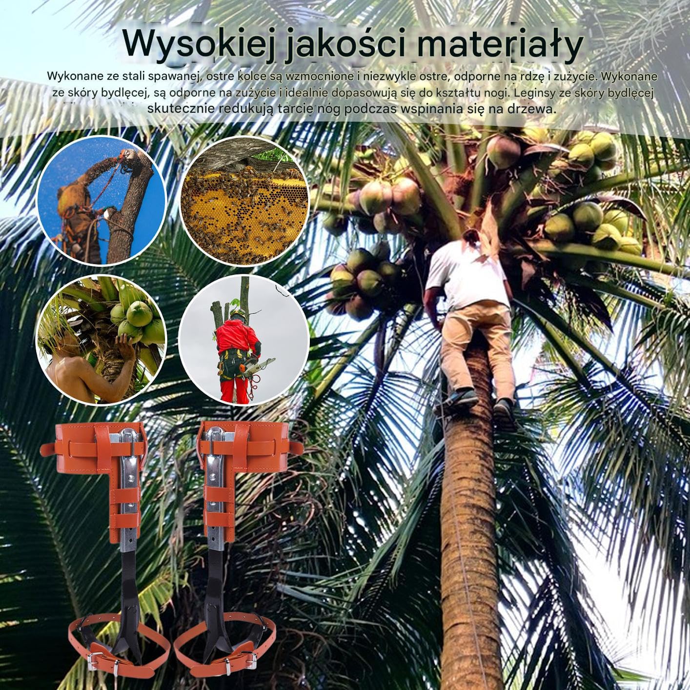 Sprzęt do Wspinaczki Drzewnej | Kolce do Wspinaczki Drzewnej na Aktywności Plenerowe,Ergonomiczne Akcesorium Z Regulacją Wysokości Do Pielęgnacji Ogrodów I Sadów