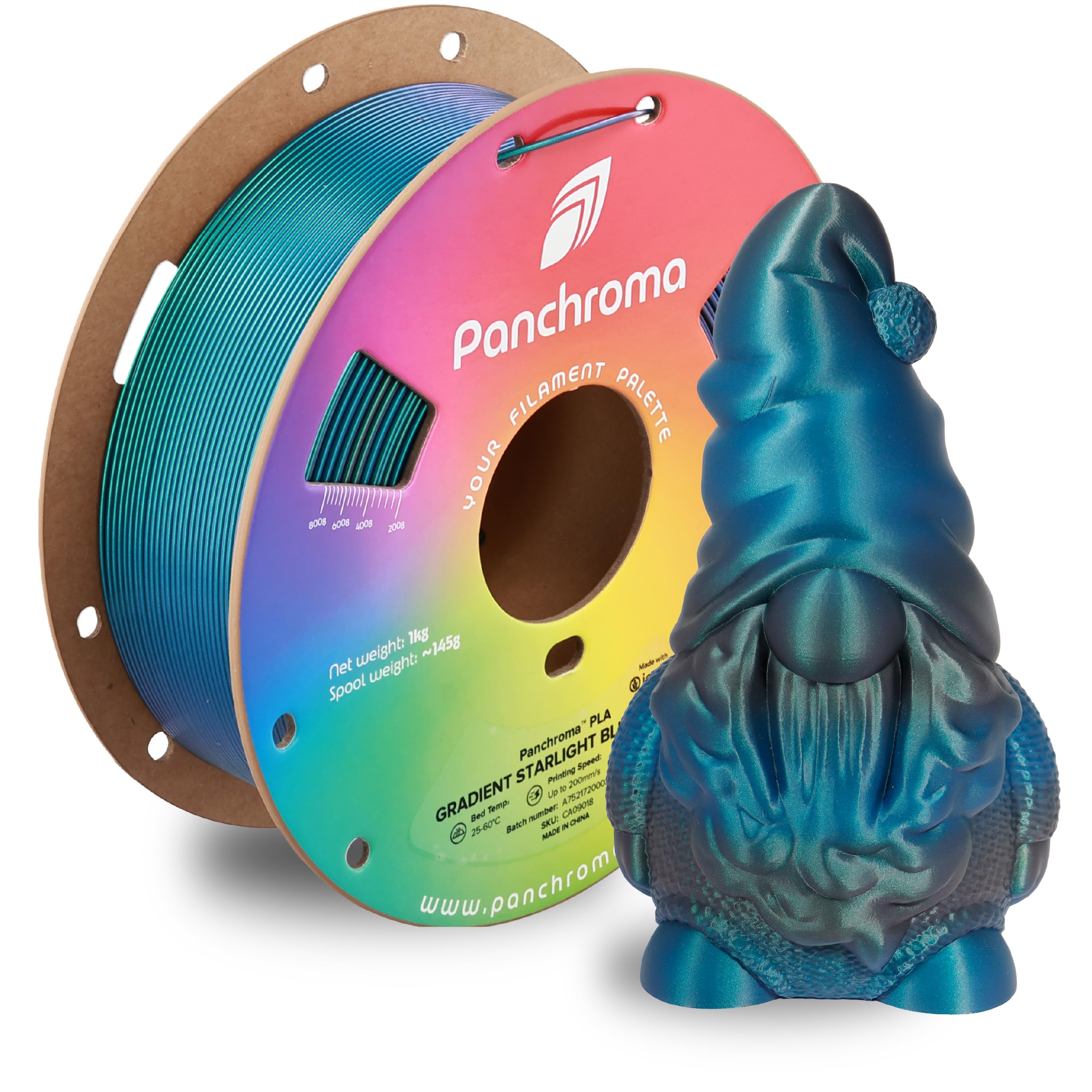 Polymaker Panchroma PLA Filament 1kg, Gradient 3D Printing Filament 1.75mm | Starlight Blue-Green, Neatly Wound PLA for Easy Print &amp; Smooth Feeding. Compatible with Bambu Lab &amp; Most 3D Printers