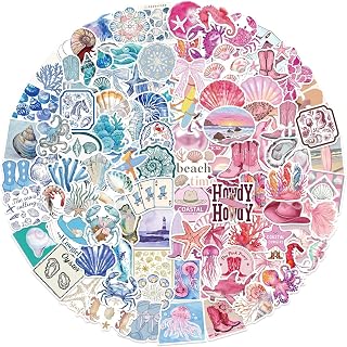 100 PCS Ocean Beach Stickers, Sea Animal Stickers for Kids Teens Adults, Waterproof Vinyl Coastal Vacation Sticker for Water Bottle Laptop Sea Creature Themed Party Favors Supplies (Ocean)