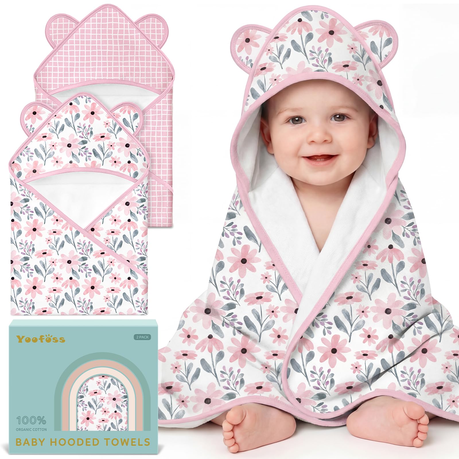 Yoofoss Hooded Baby Towels for Newborn 100 Organic Cotton Baby Bath Towel with Hood for Babies Infant Toddler