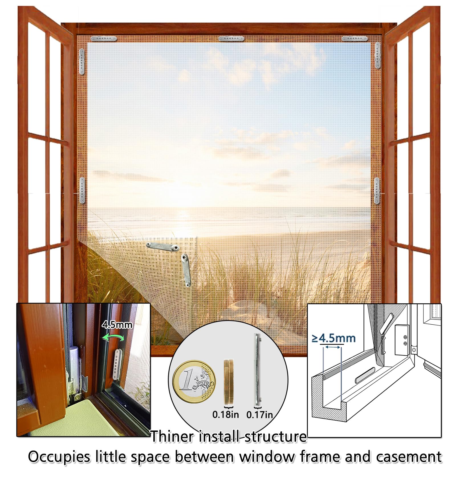 BKSAI Zanzariera per finestra, magnetica, senza foratura, per lucernario, zanzariera, per interni ed esterni, chiusura magnetica (bianco, 130 x 150 cm